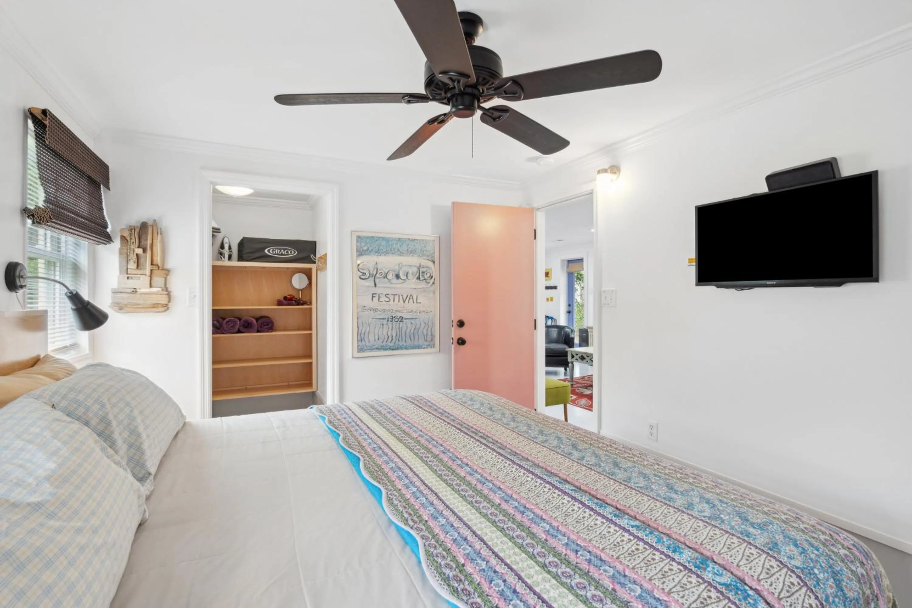 Bed in Folly Vacation Laid Back Casual Beach Bungalow 209-B