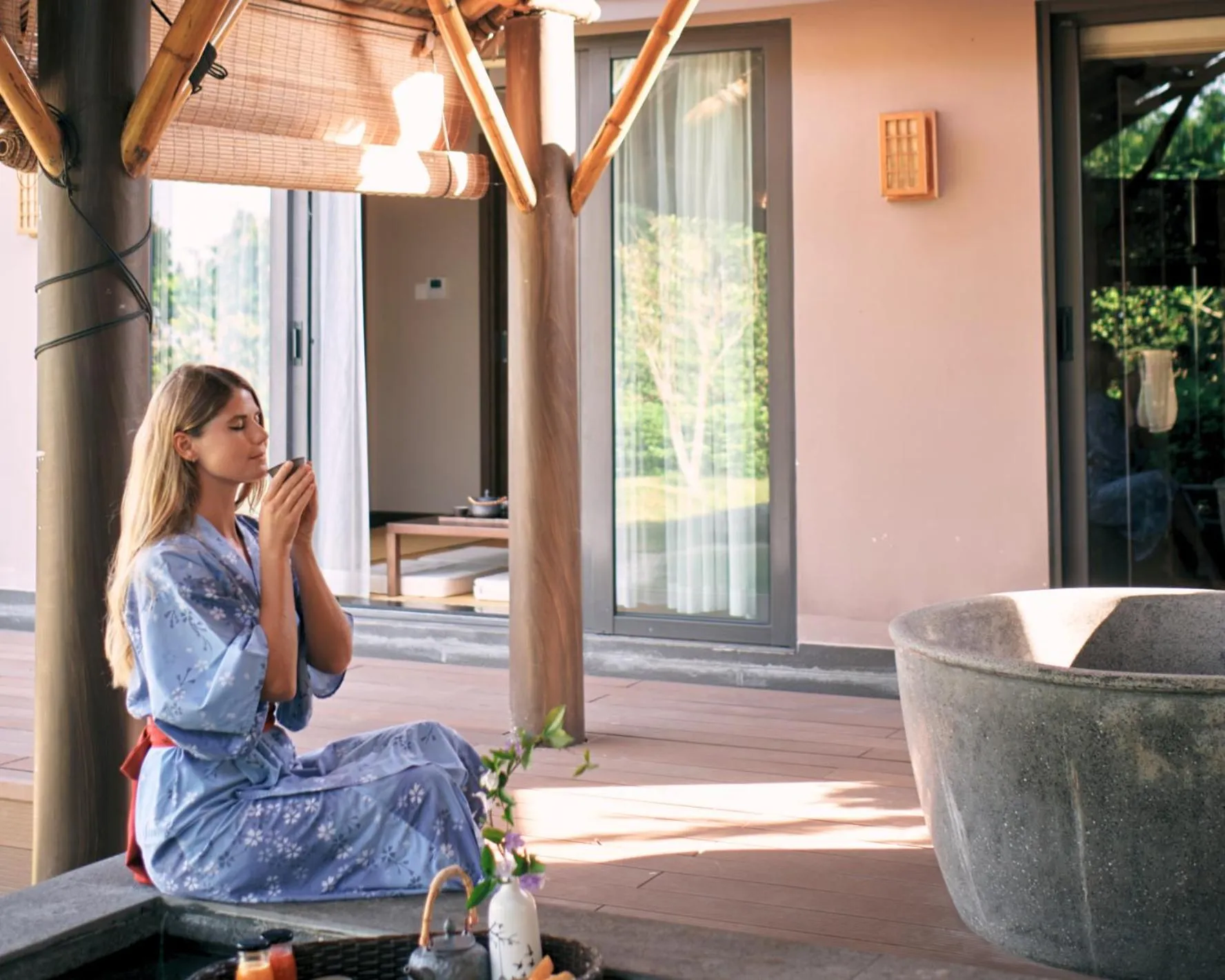 Open Air Bath in Kobi Onsen Resort Hue, Affiliated by Melia