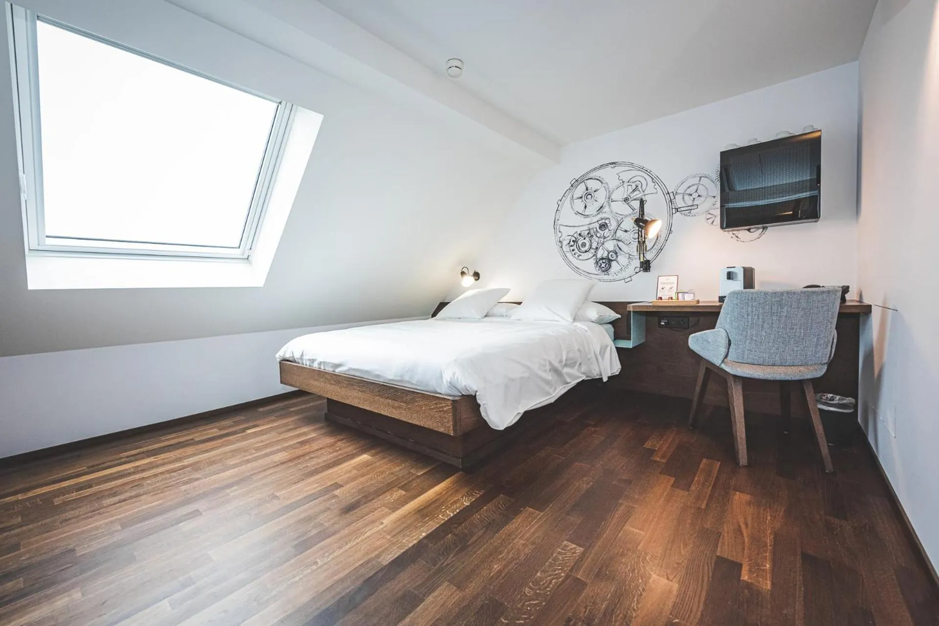 Bed in Hotel Bernina Geneva