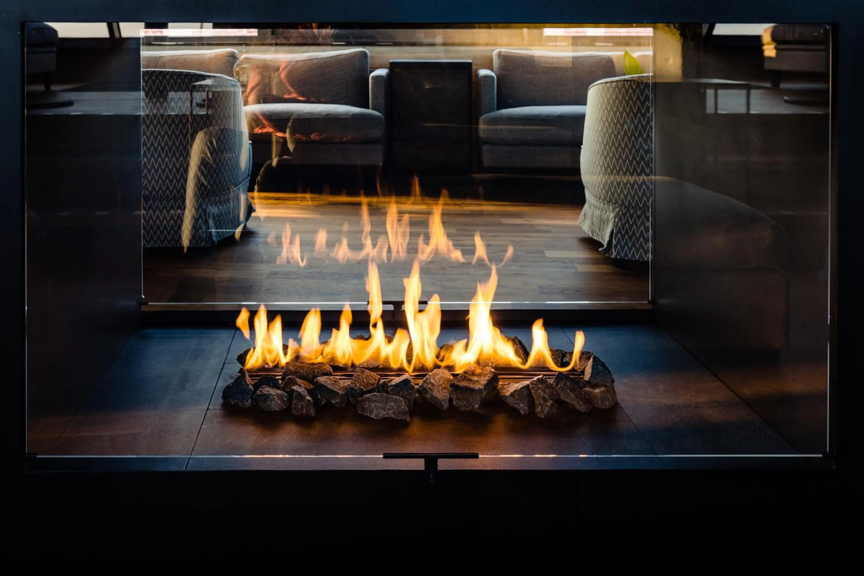 fireplace in Hotel Skansen Båstad