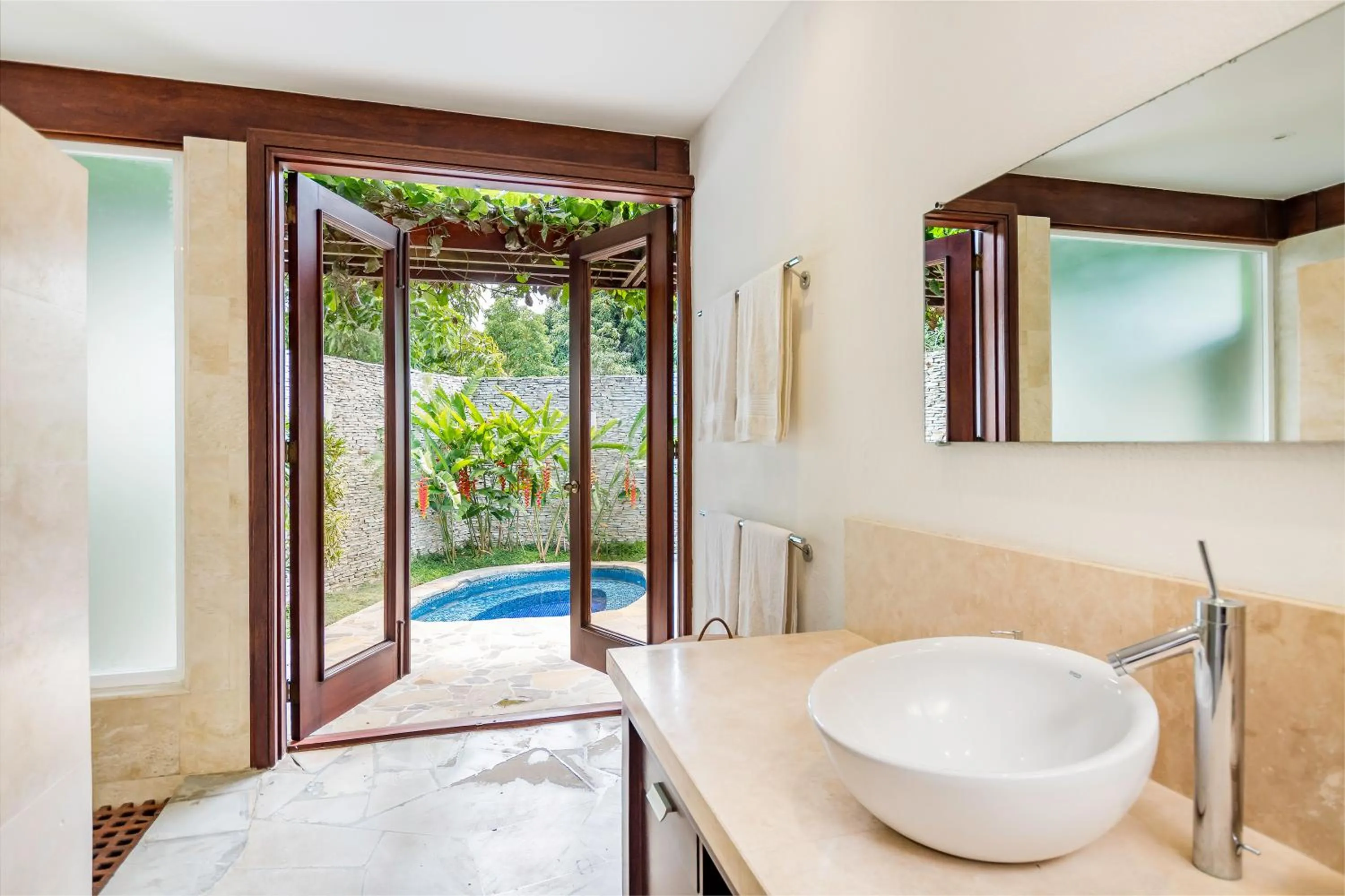 Shower in Unique Villa with Ocean and River Views - Staff & Golf Carts