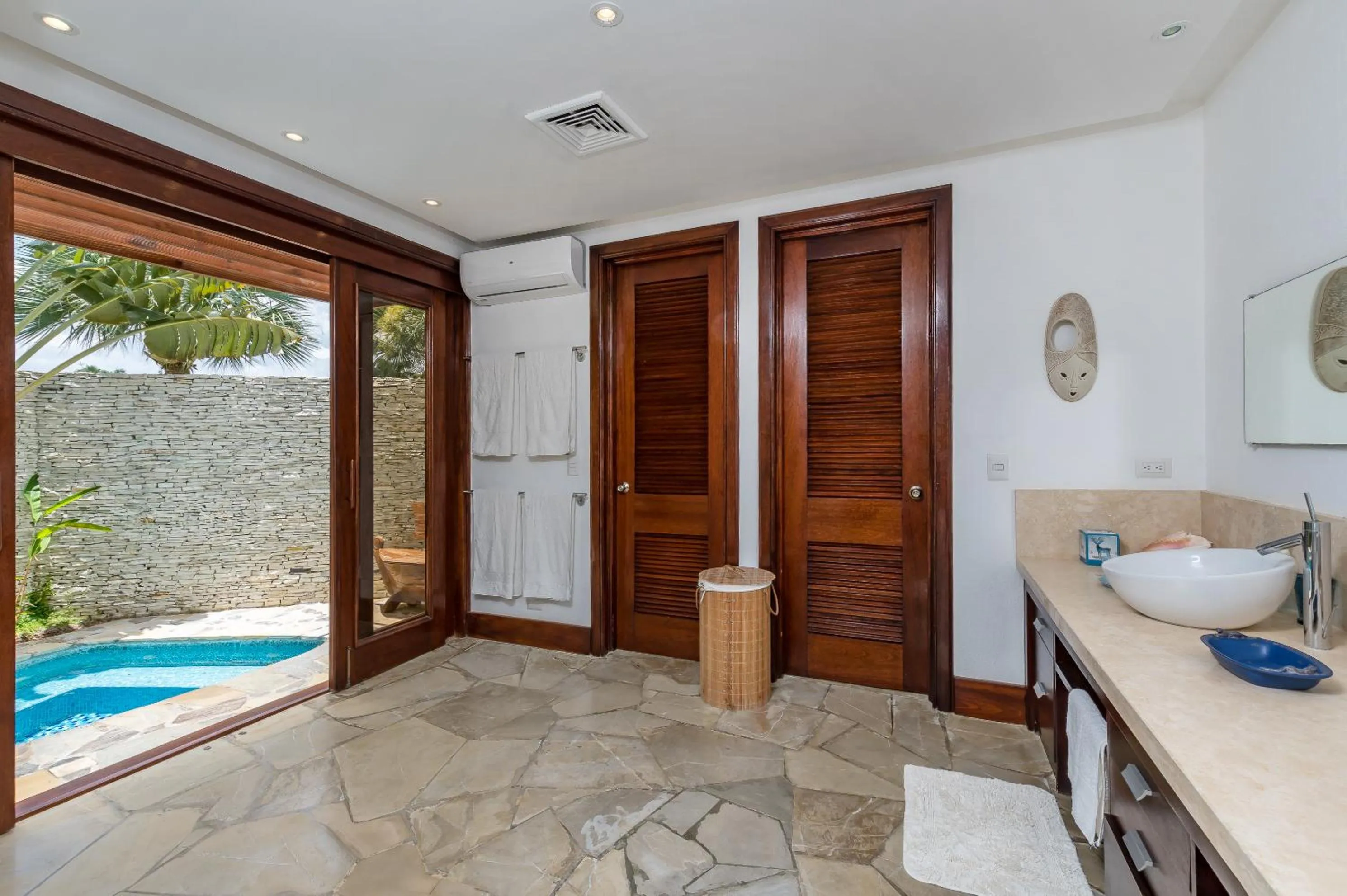 Shower in Unique Villa with Ocean and River Views - Staff & Golf Carts