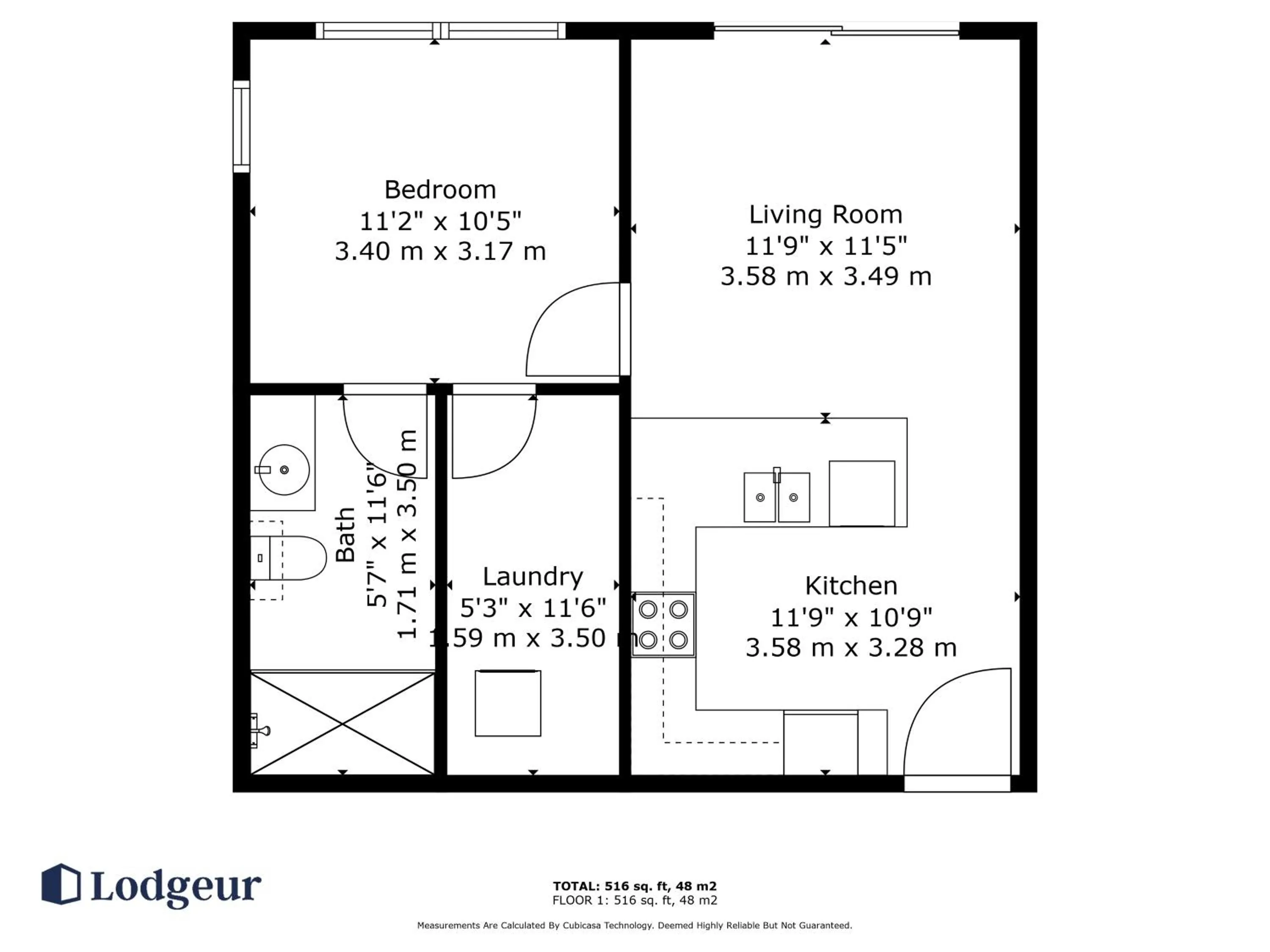 Floor plan in Lodgeur Midtown, Houston - close to Downtown & Texas Medical Center