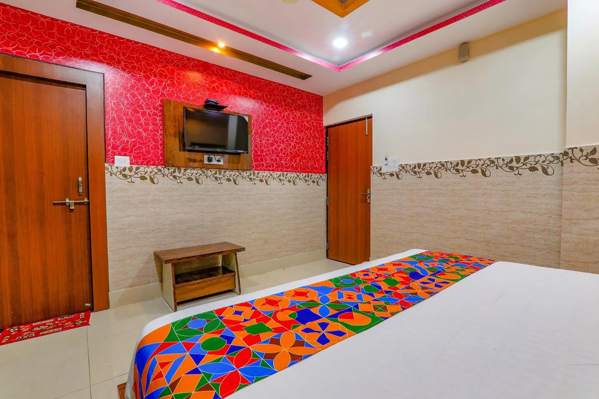 Bedroom, Bed in FabHotel Shree Galaxy
