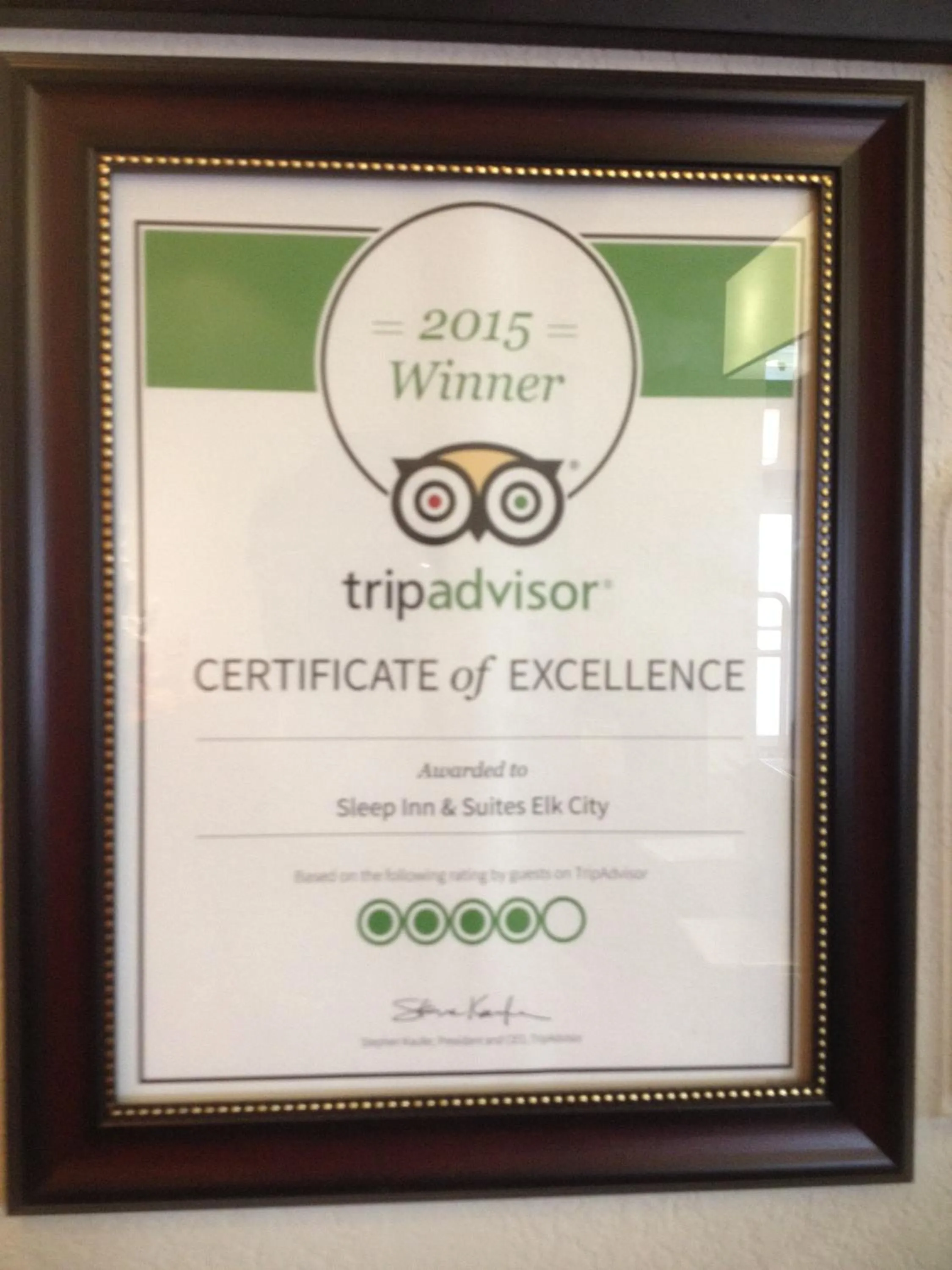 Certificate/Award in Sleep Inn & Suites Elk City Route 66