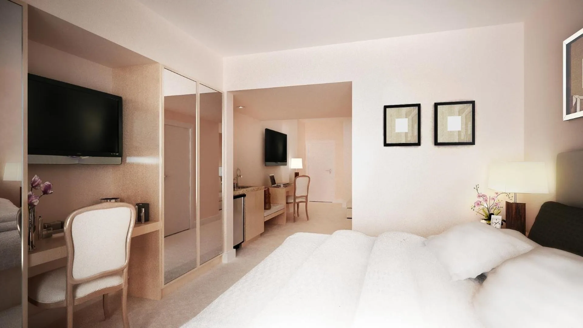 Bed in Hôtel du Grand Lac Excelsior