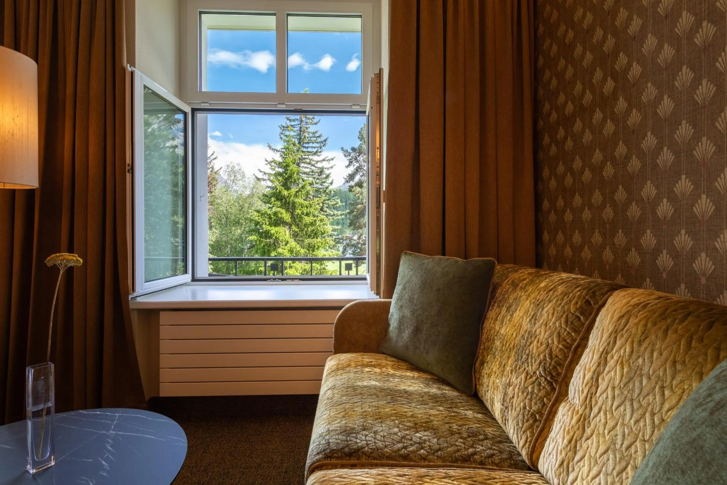 Seating area in Cresta Palace Celerina St Moritz Ski In and Ski Out