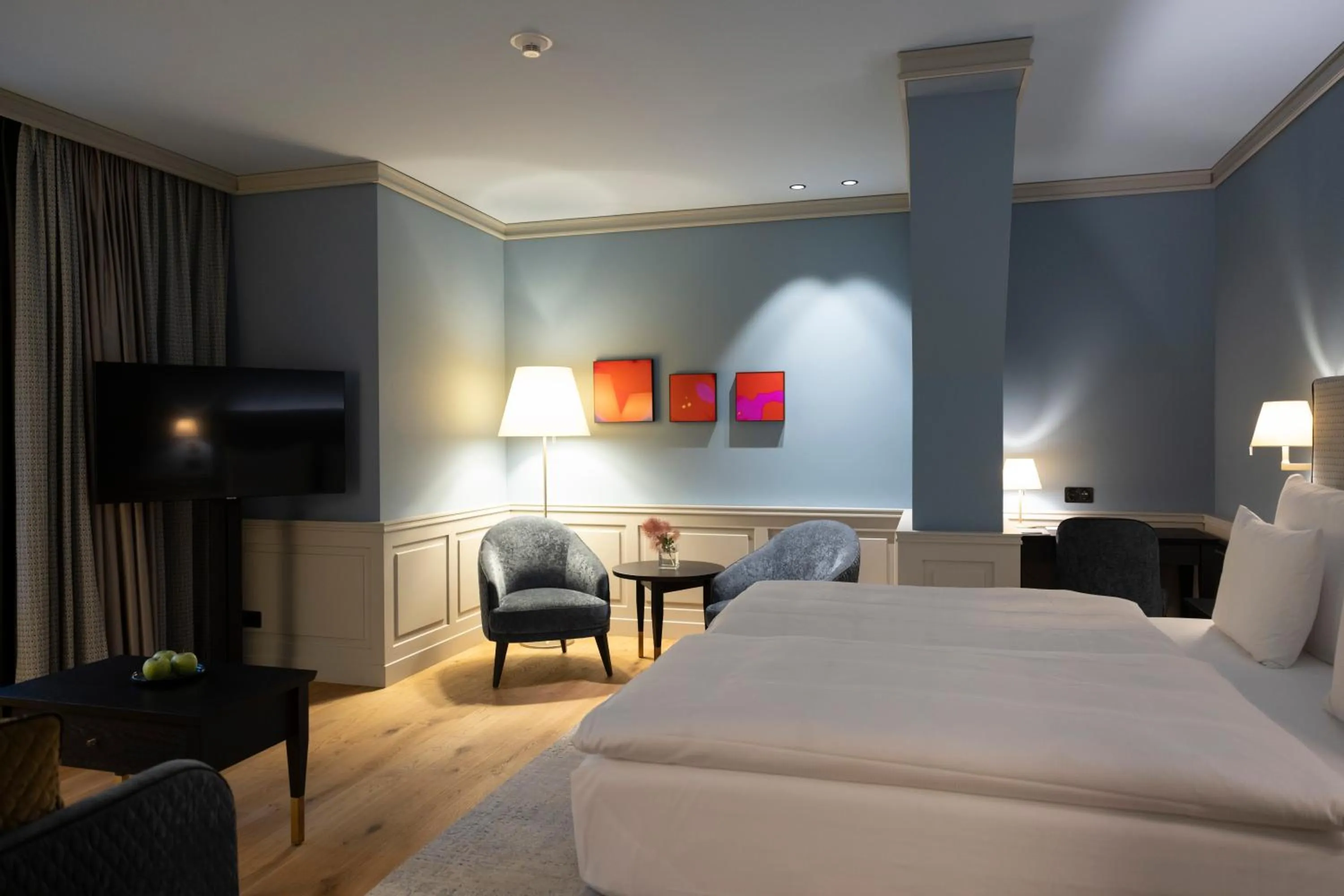 Bedroom, Bed in Cresta Palace Celerina St Moritz Ski In and Ski Out