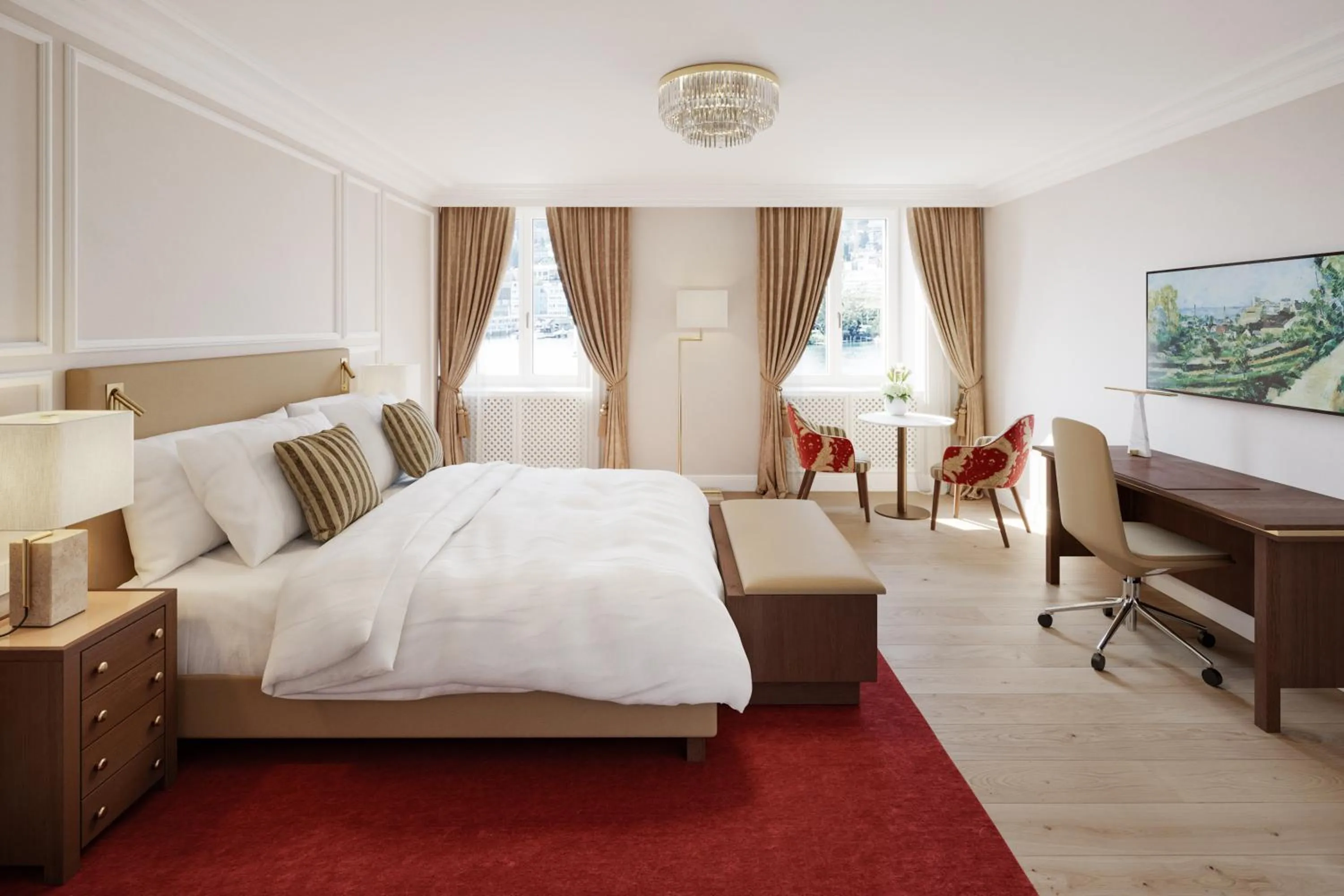 Bed in Grand Hotel National Luzern