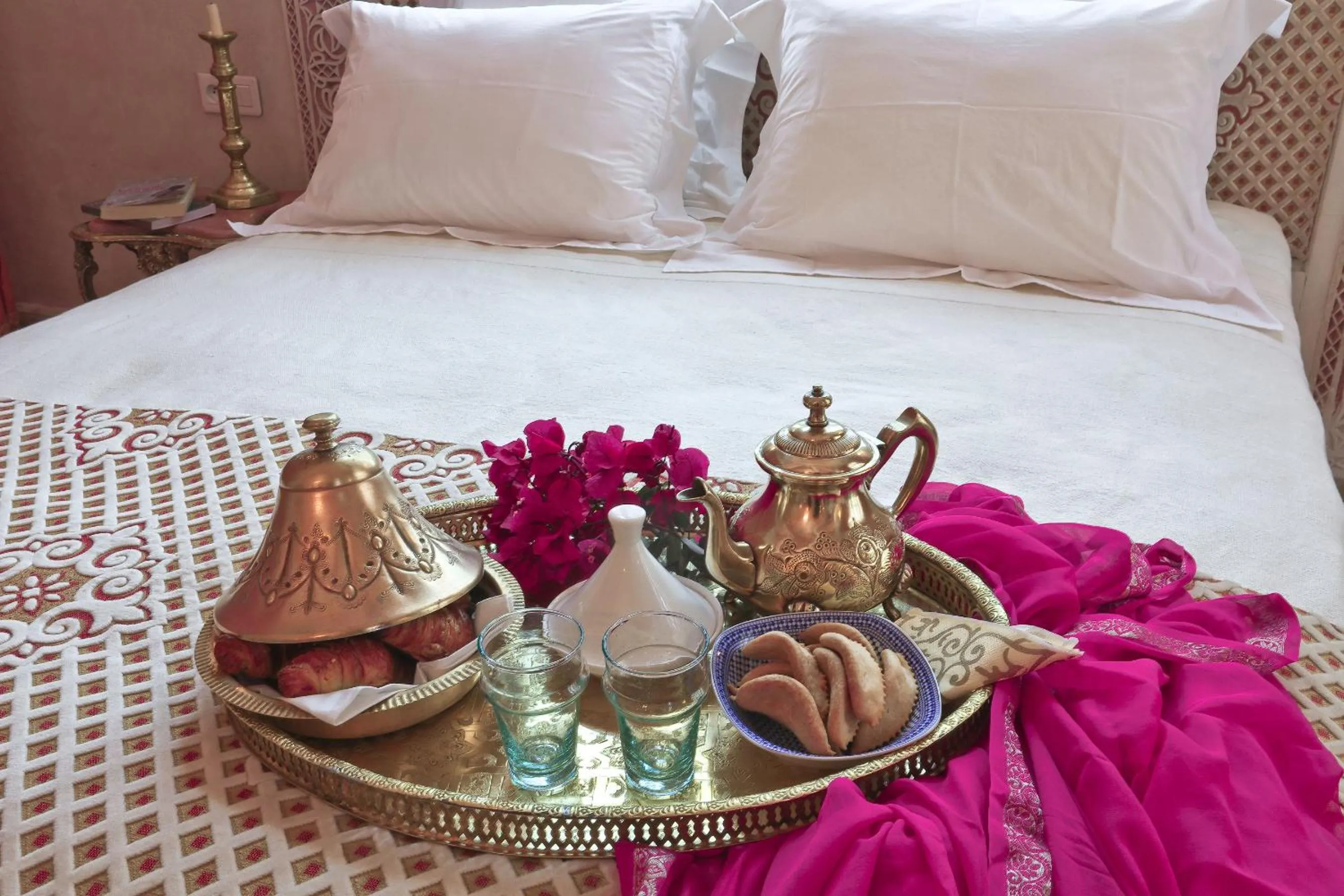 Decorative detail, Bed in Riad Dar El Malaika