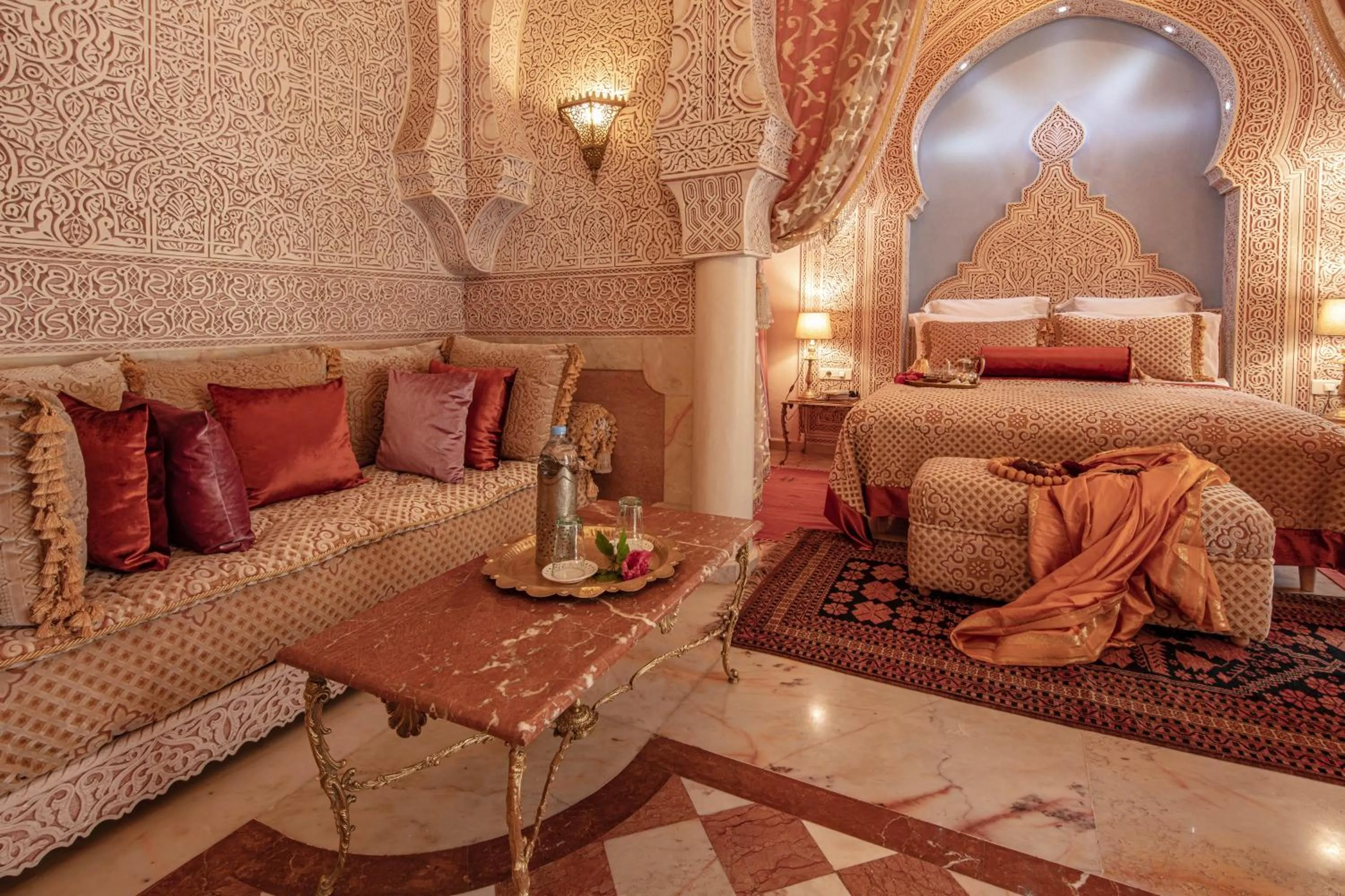 Seating area, Bed in Riad Dar El Malaika