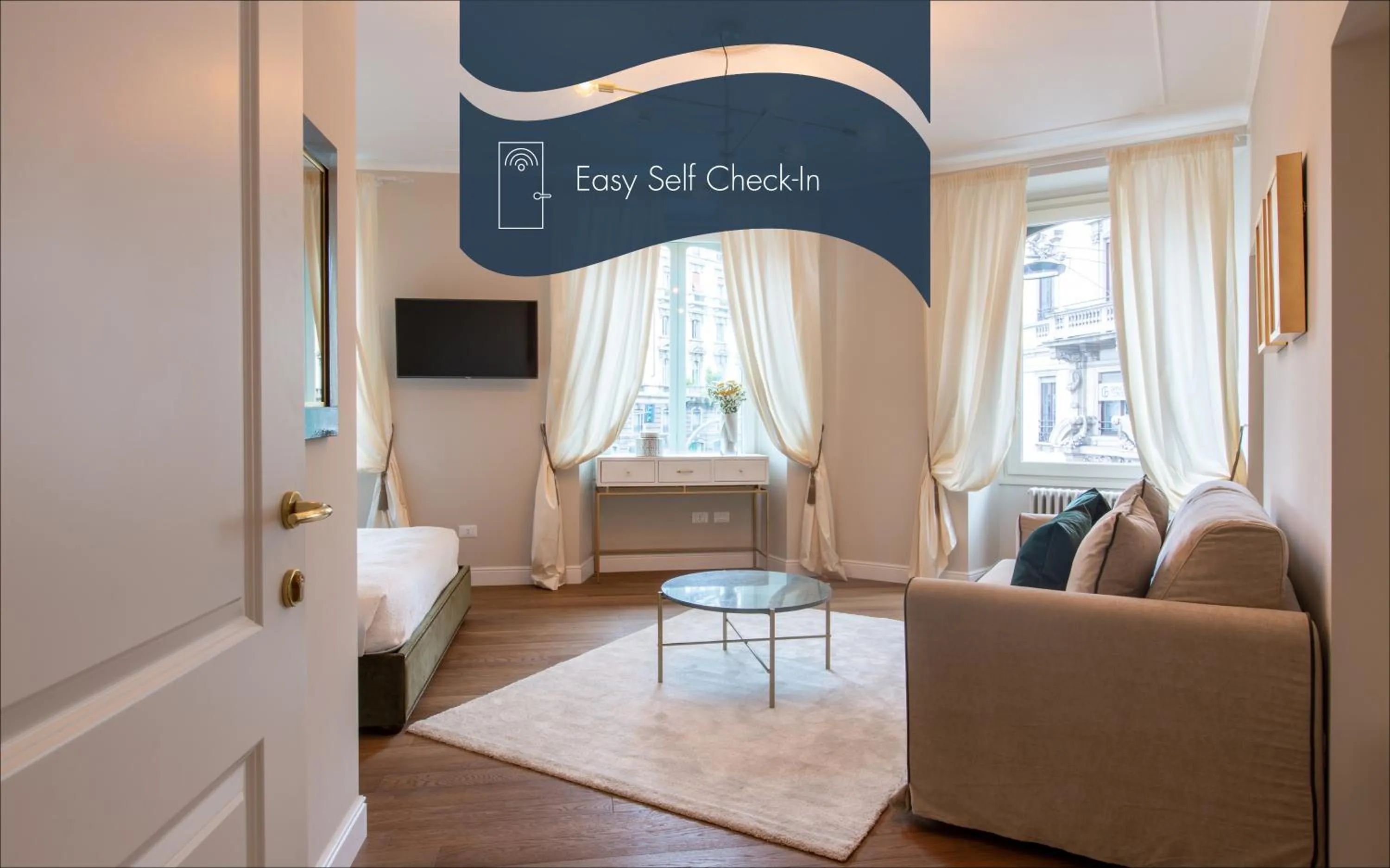 Text overlay in Daplace - Corso Monforte Suites