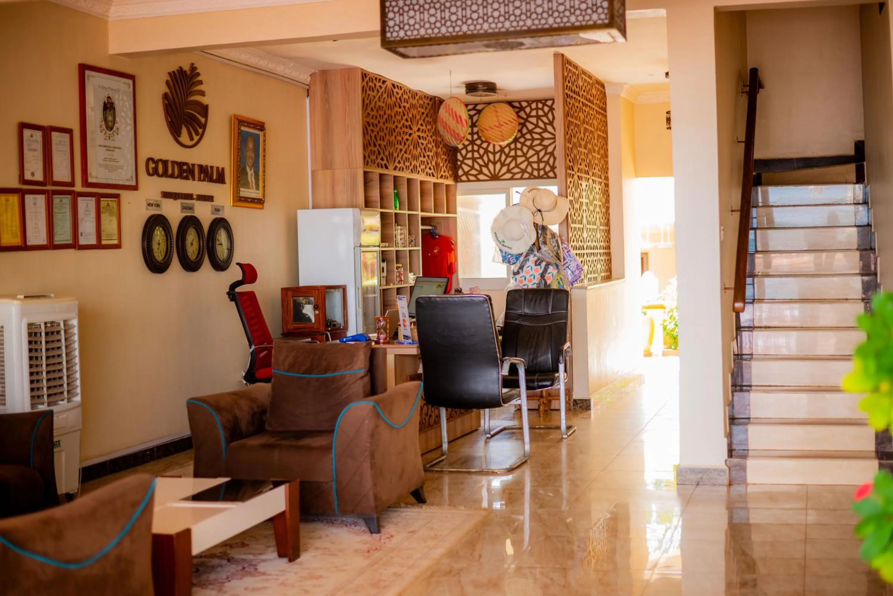 Seating area in Golden Palm Boutique Zanzibar