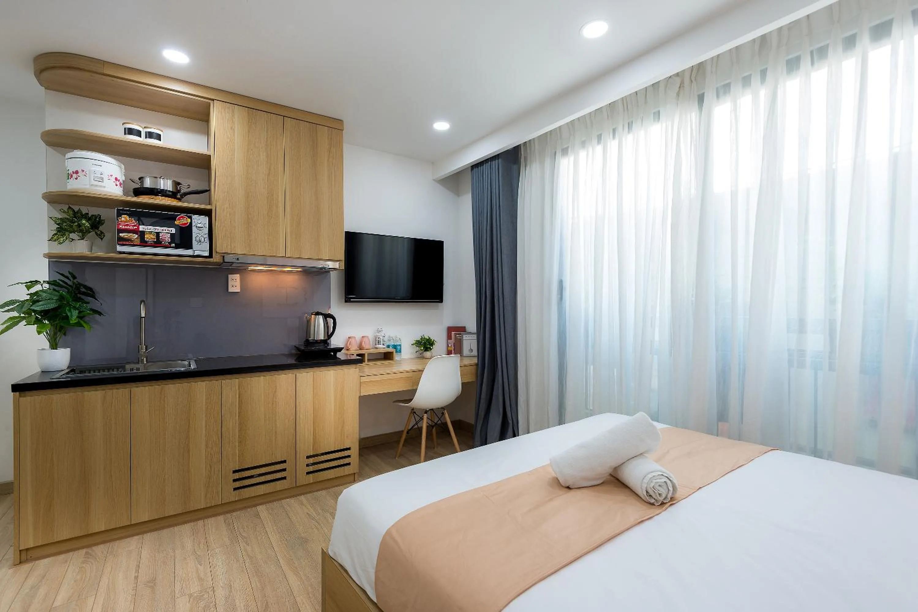 Kitchen or kitchenette, Bed in Cozrum Homes Ambera House