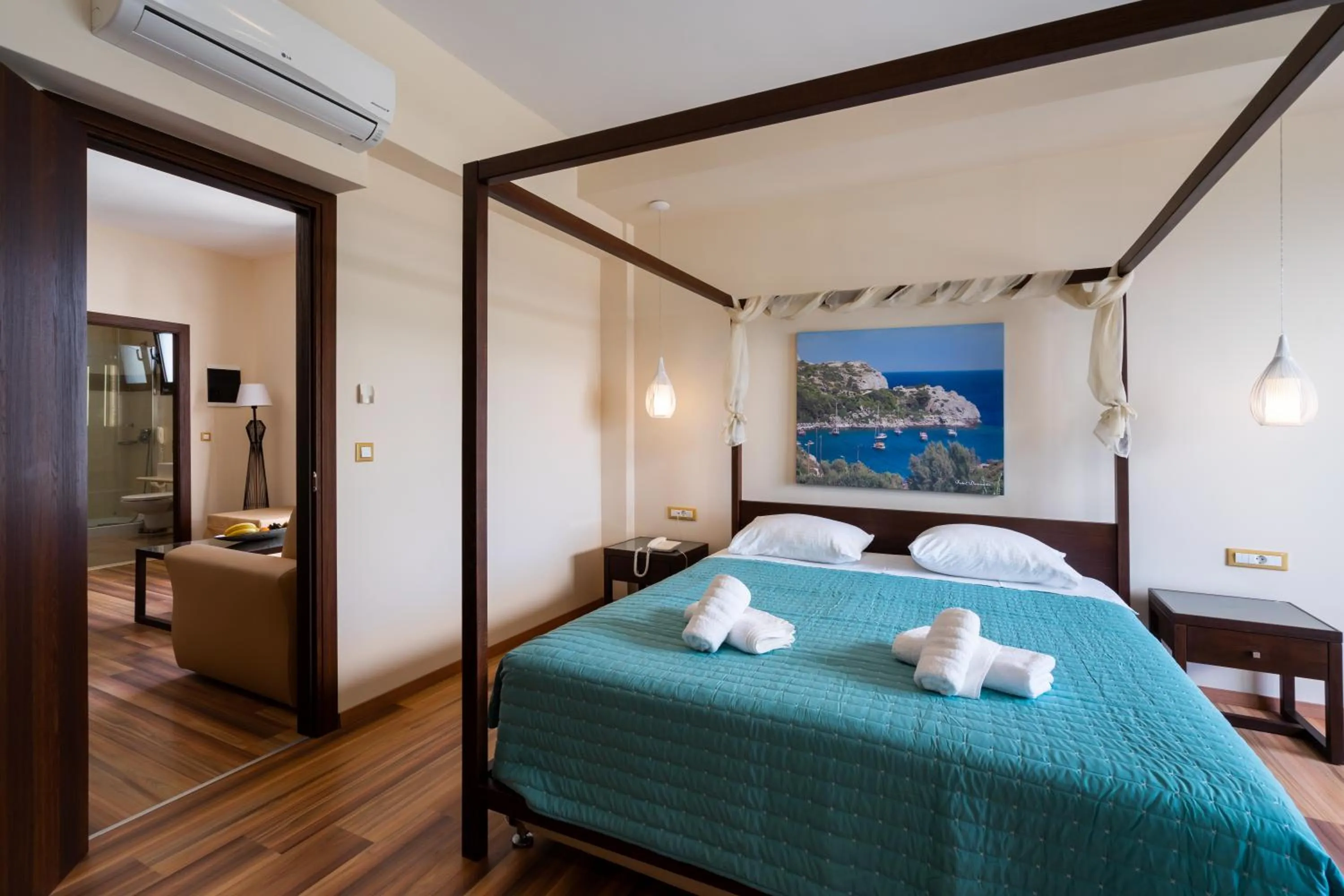 Bedroom, Bed in Ladiko Suites - Faliraki