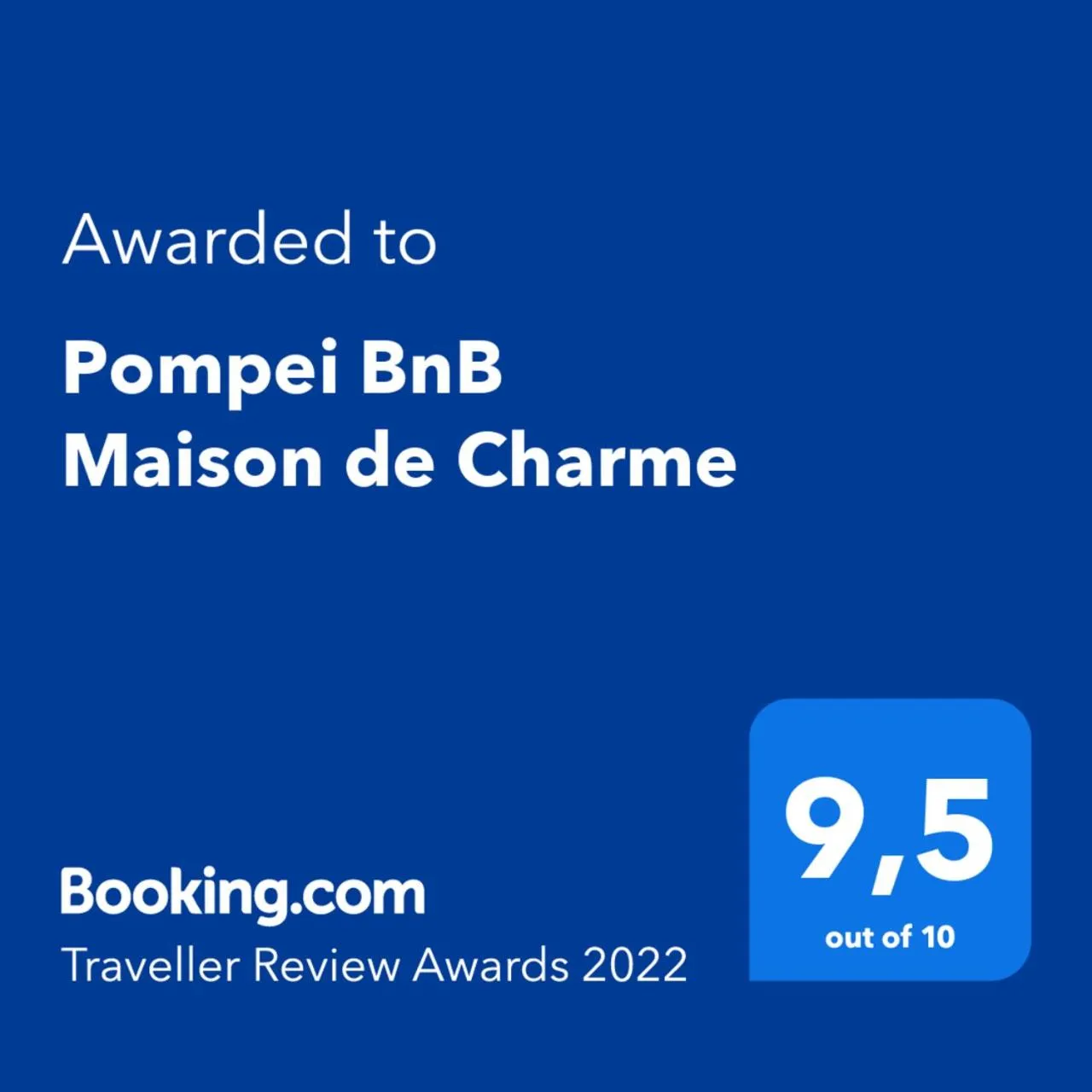 Certificate/Award in Pompei BnB Maison de Charme