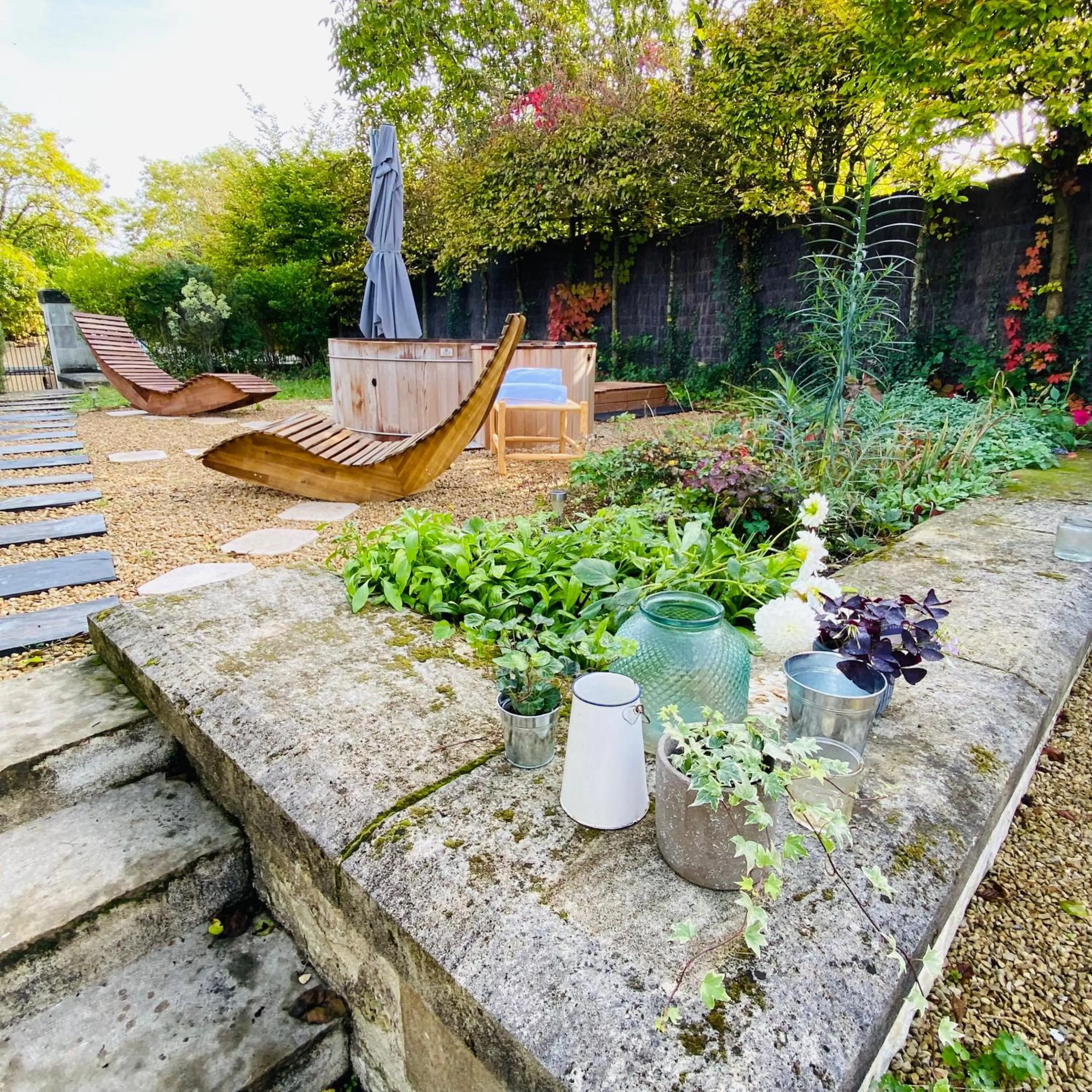 Balcony/Terrace in L'écrin de verdure GITE VERVEINE