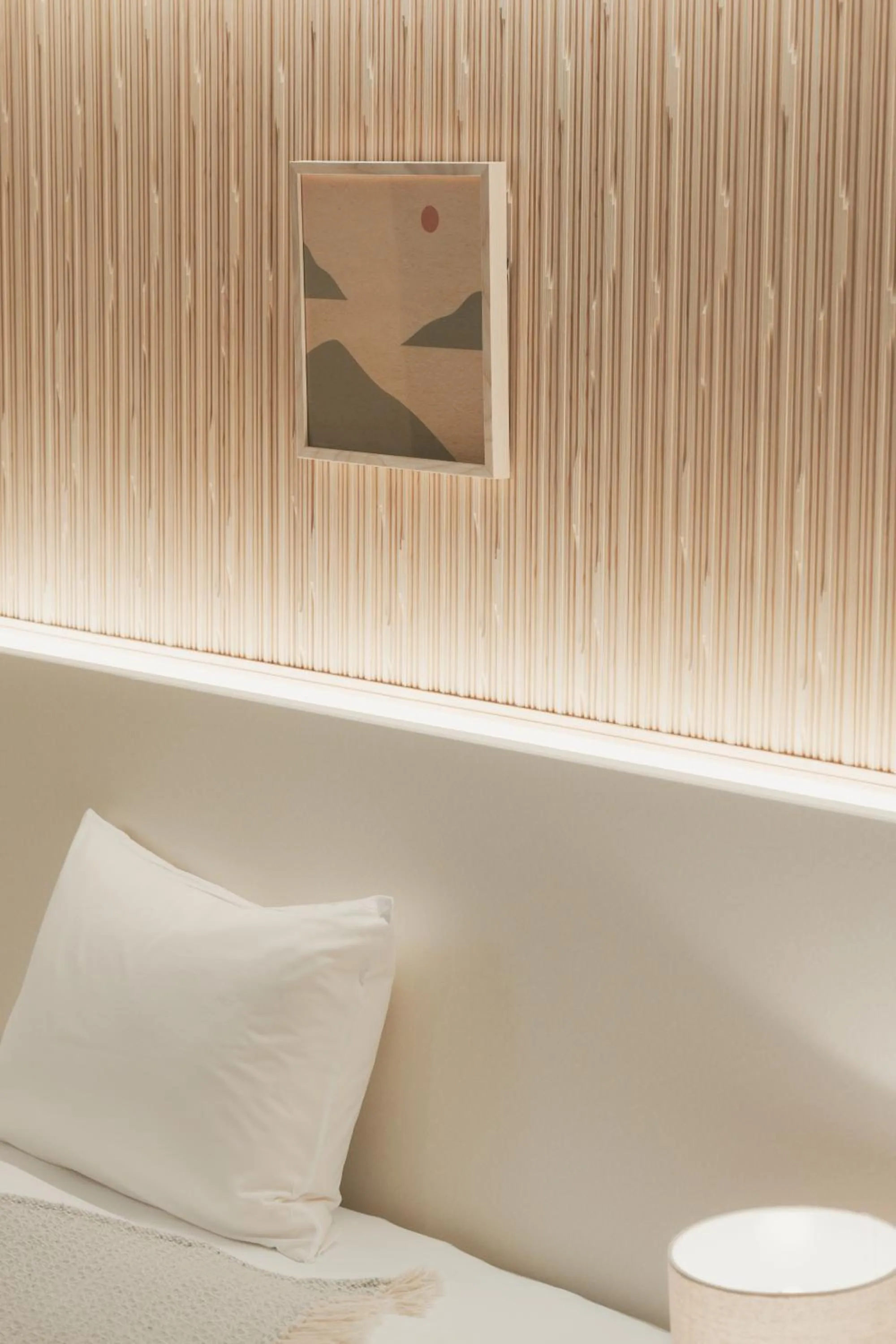 Decorative detail, Bed in NAGI Hiroshima Hotel and Lounge