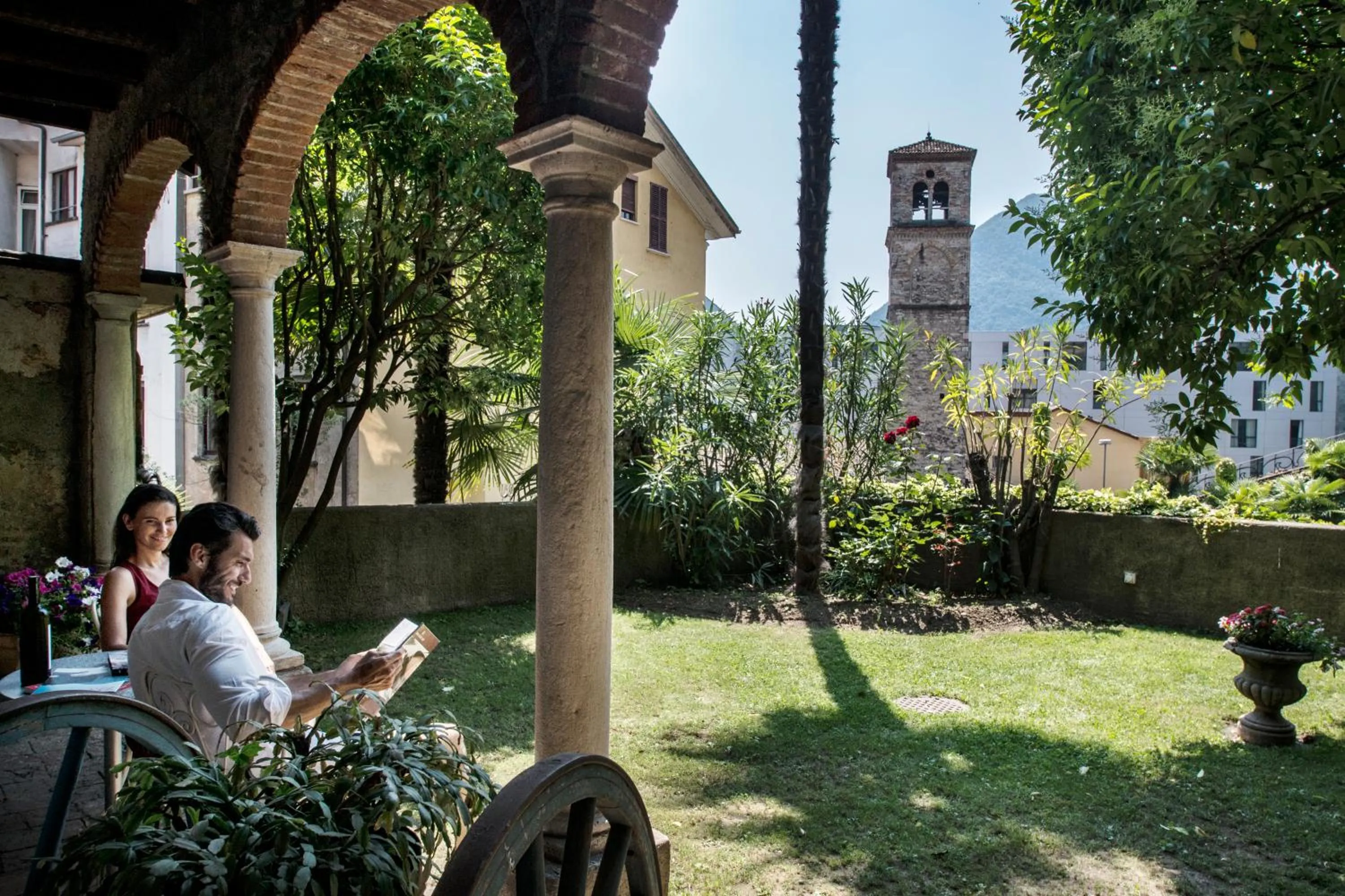 Patio in International au Lac Historic Lakeside Hotel