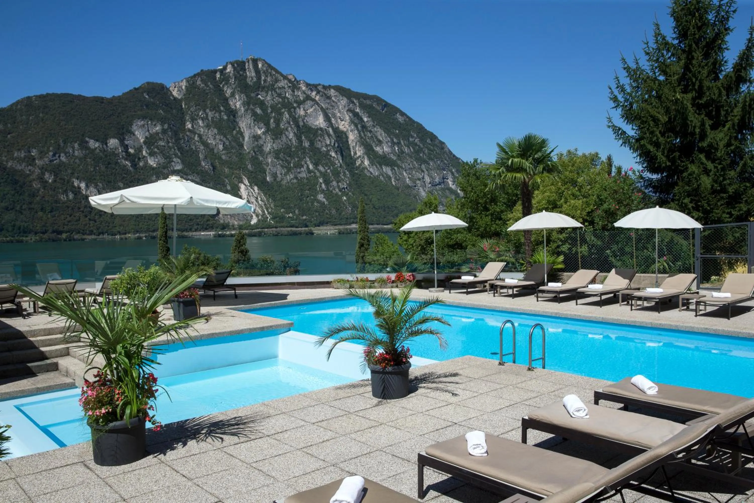 Pool view in Hotel Campione