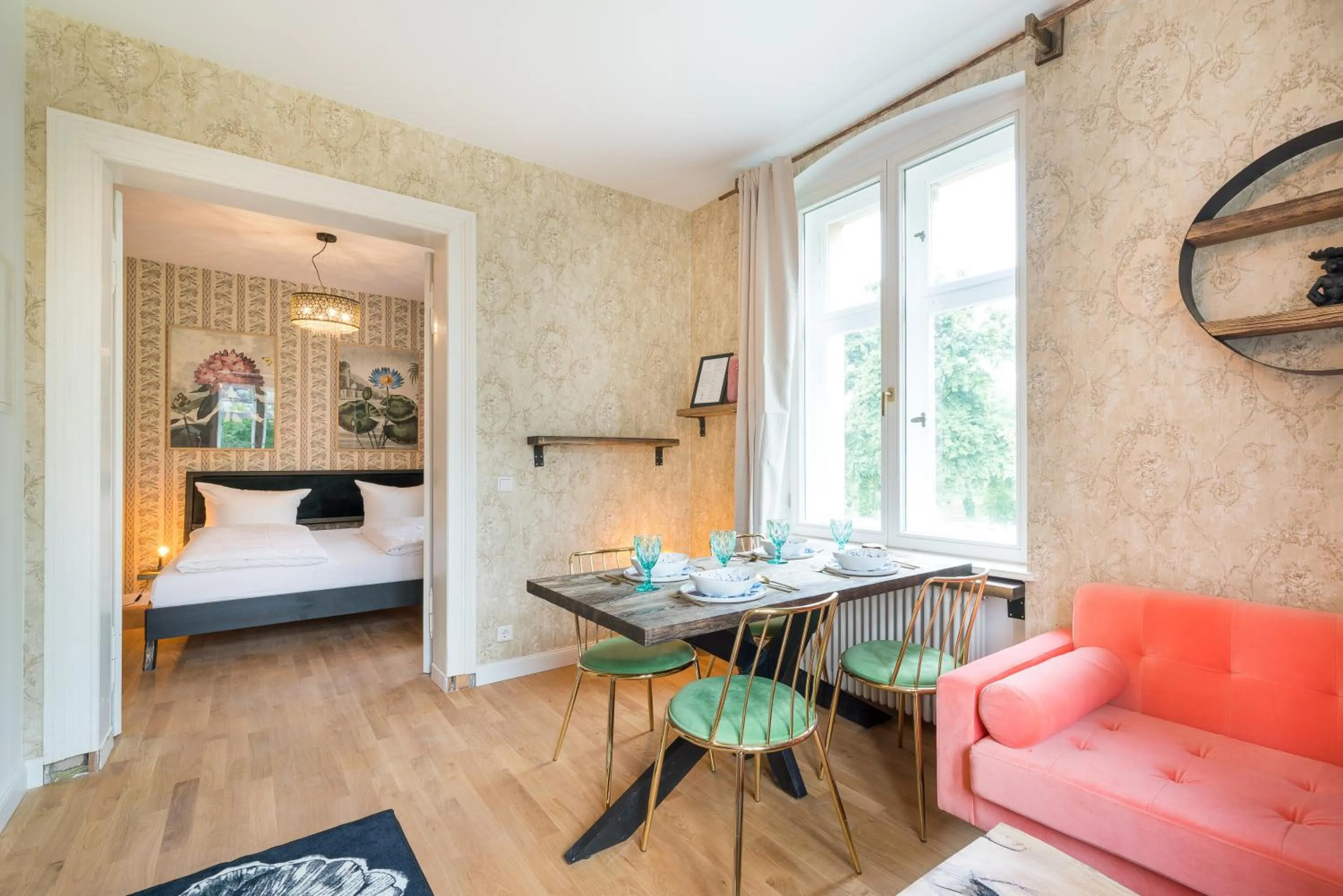 Living room, Bed in Design Apartments - "Villa Arnim"