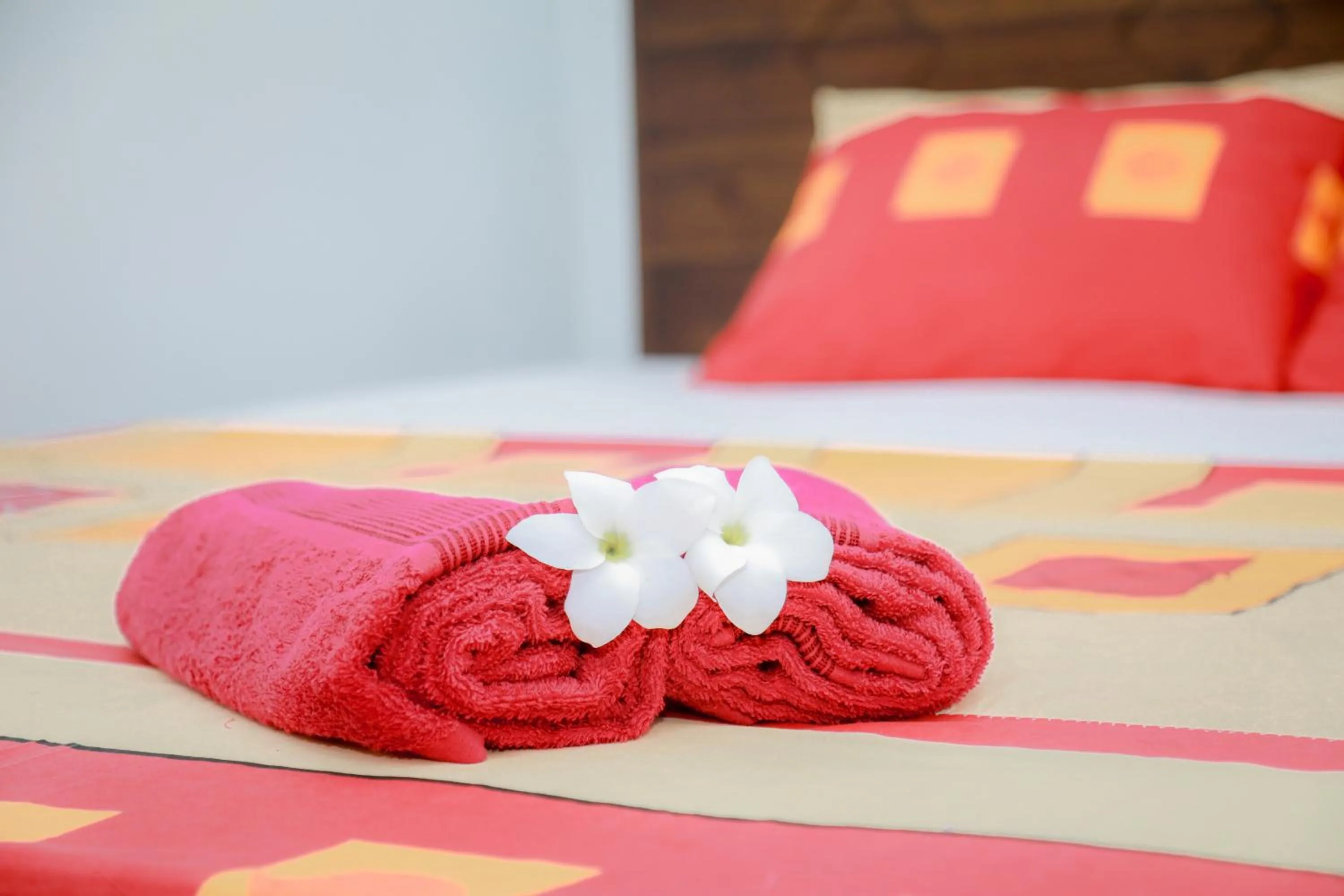 Bed in Araliya Lagoon Park Resort