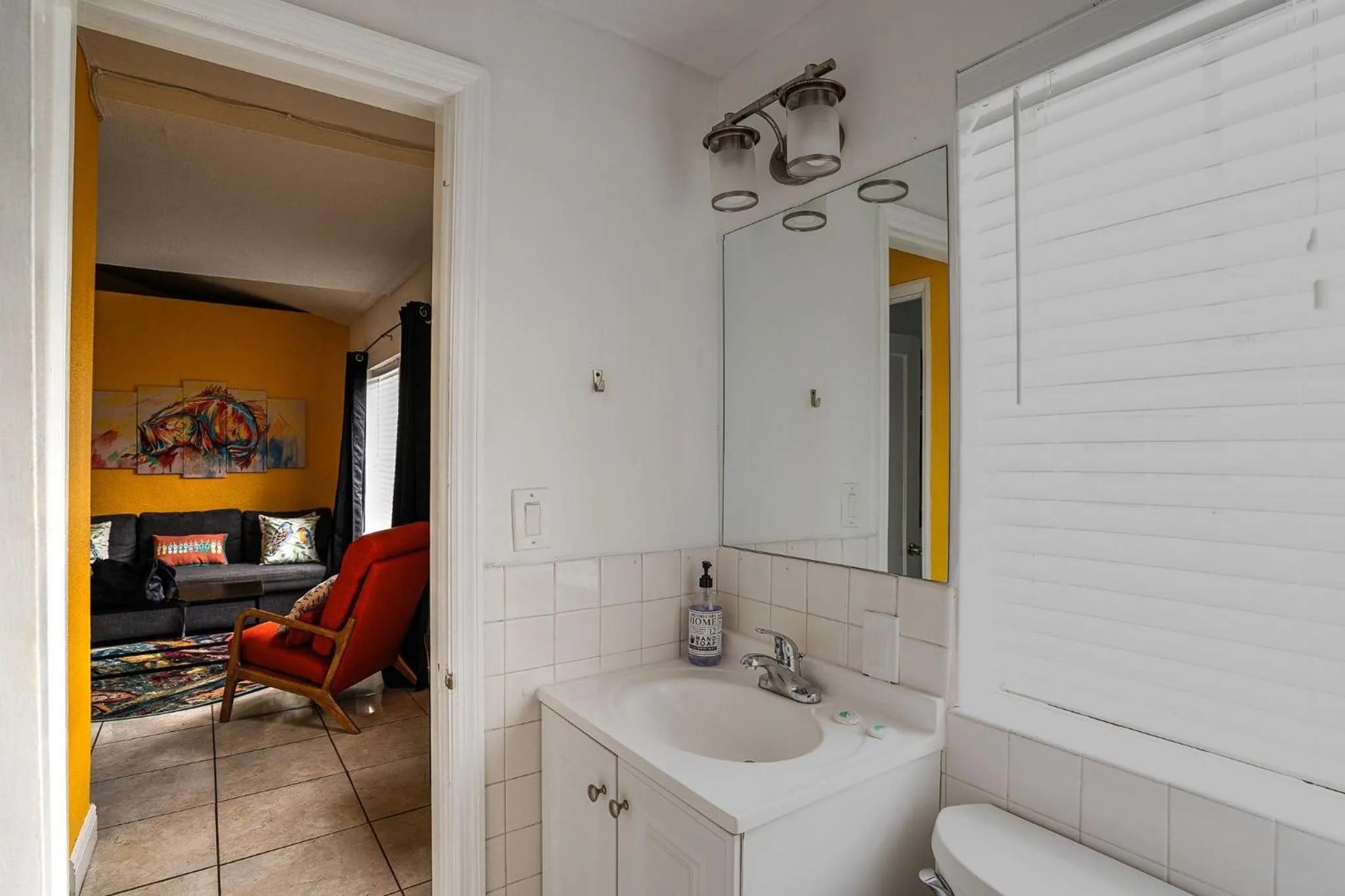 Bathroom in Little Paris by the ocean self check in