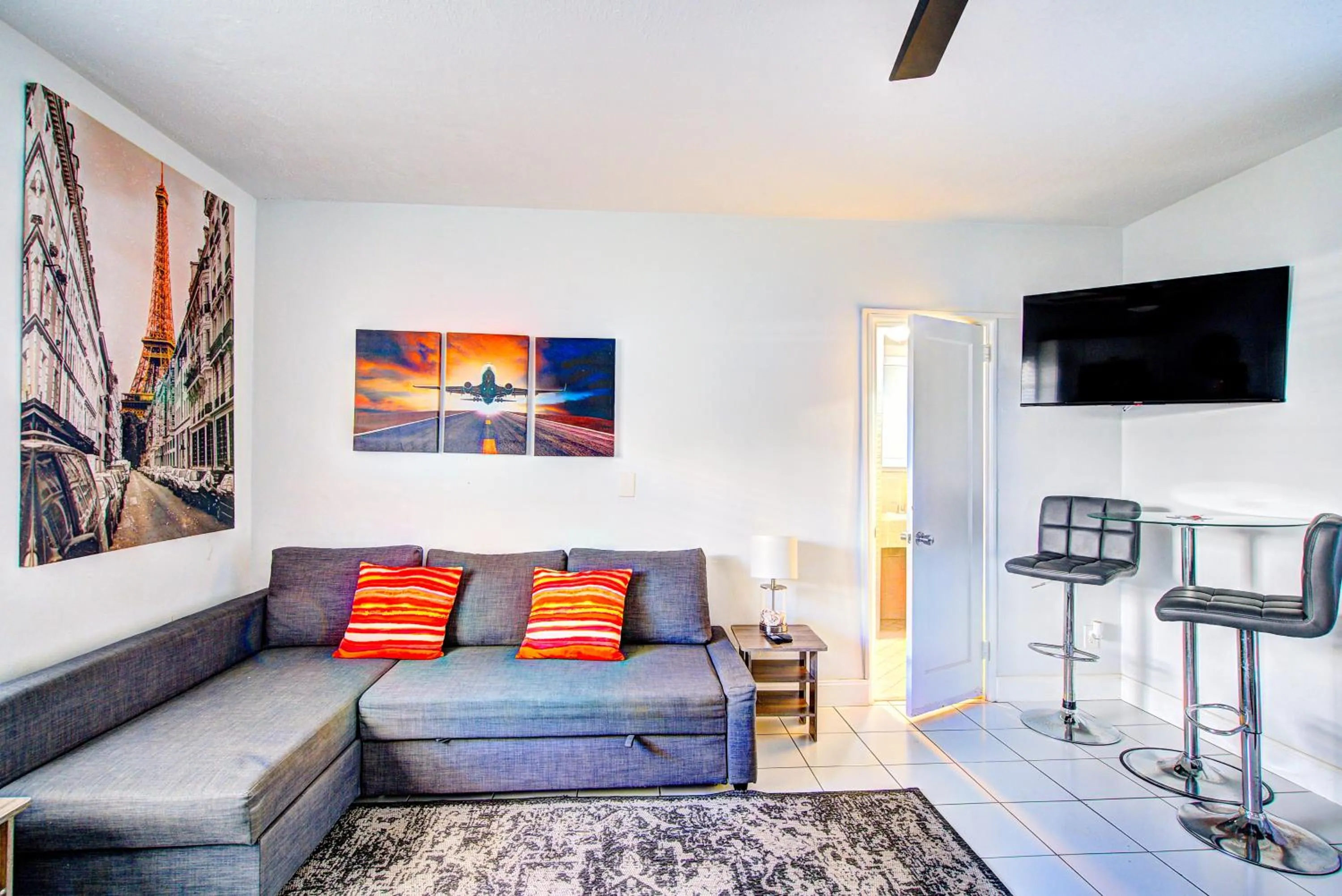 Living room in Little Paris by the ocean self check in