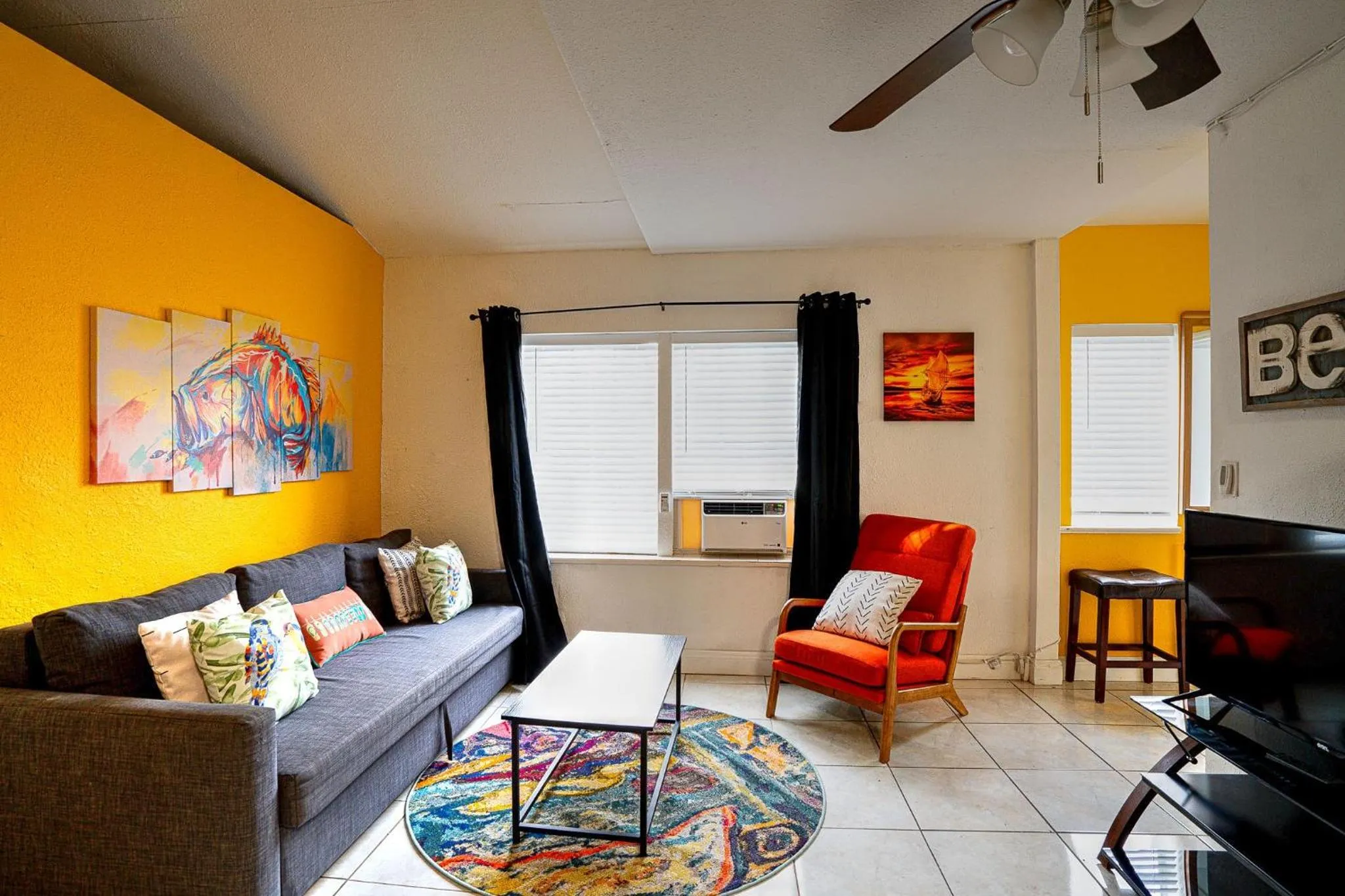 Living room in Little Paris by the ocean self check in