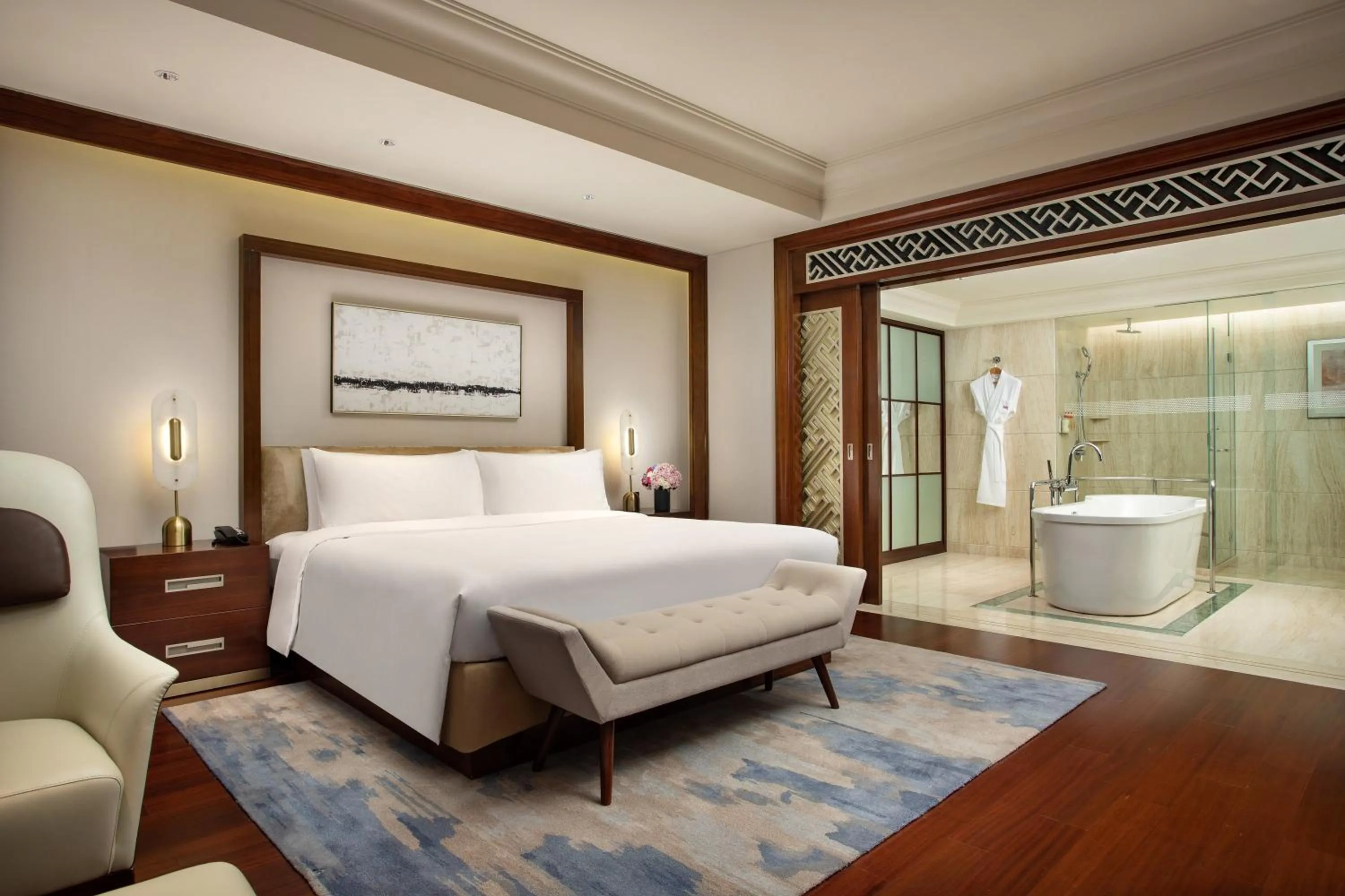 Bedroom, Bed in Crowne Plaza Shanghai Fudan by IHG