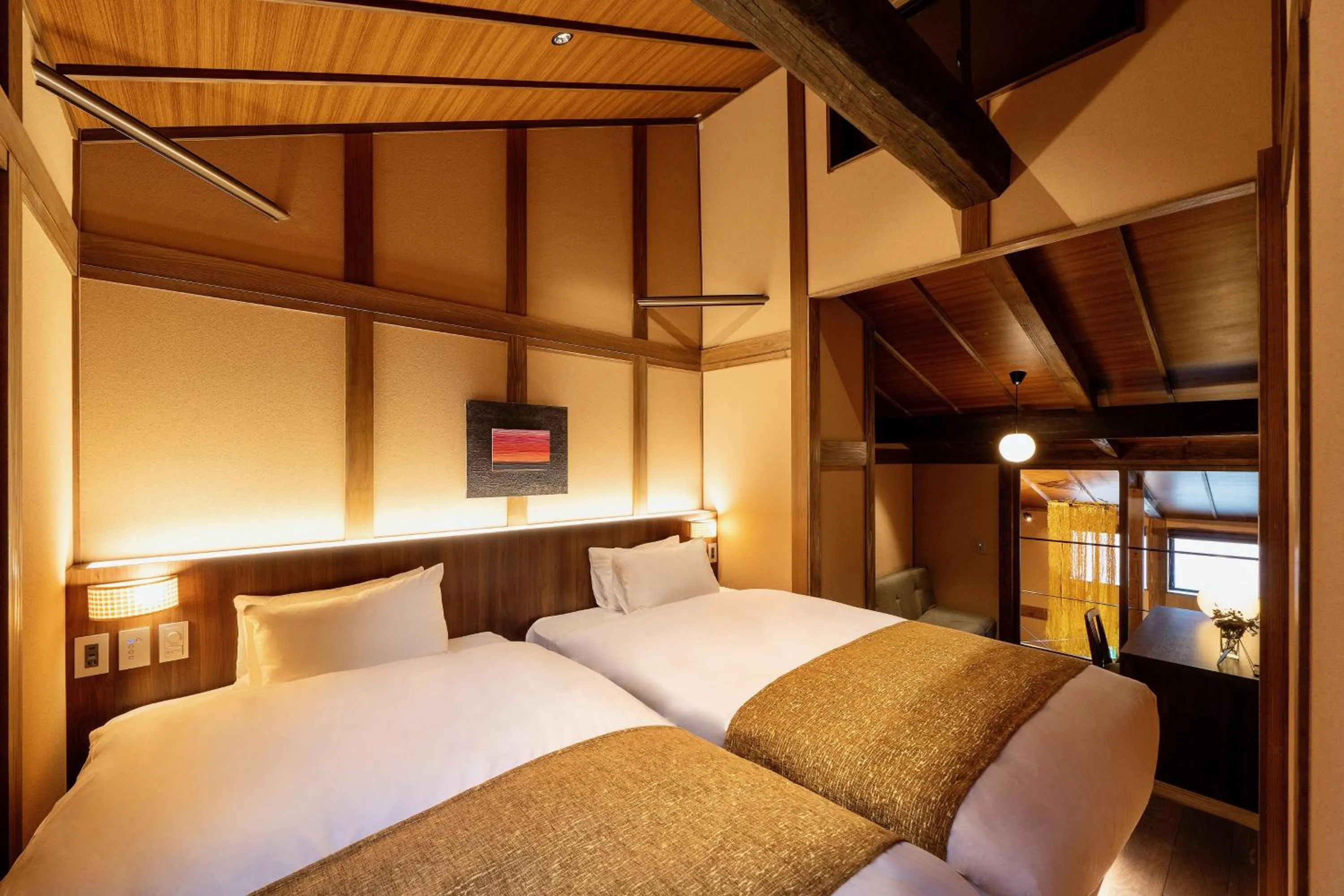 Bedroom, Bed in Kagabi Machiya House