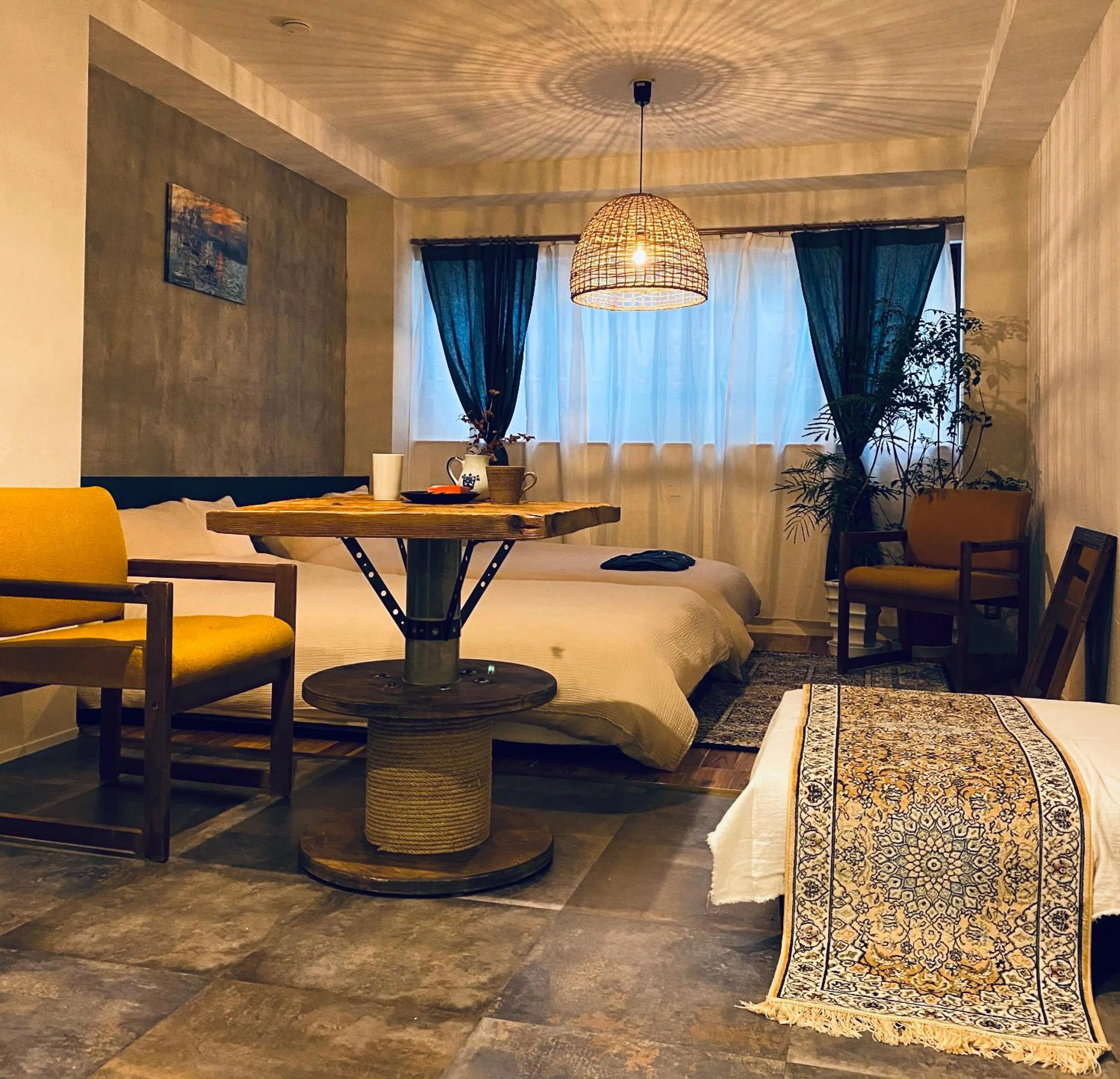 Living room, Bed in TOE LIBRARY Tokyo Asakusa