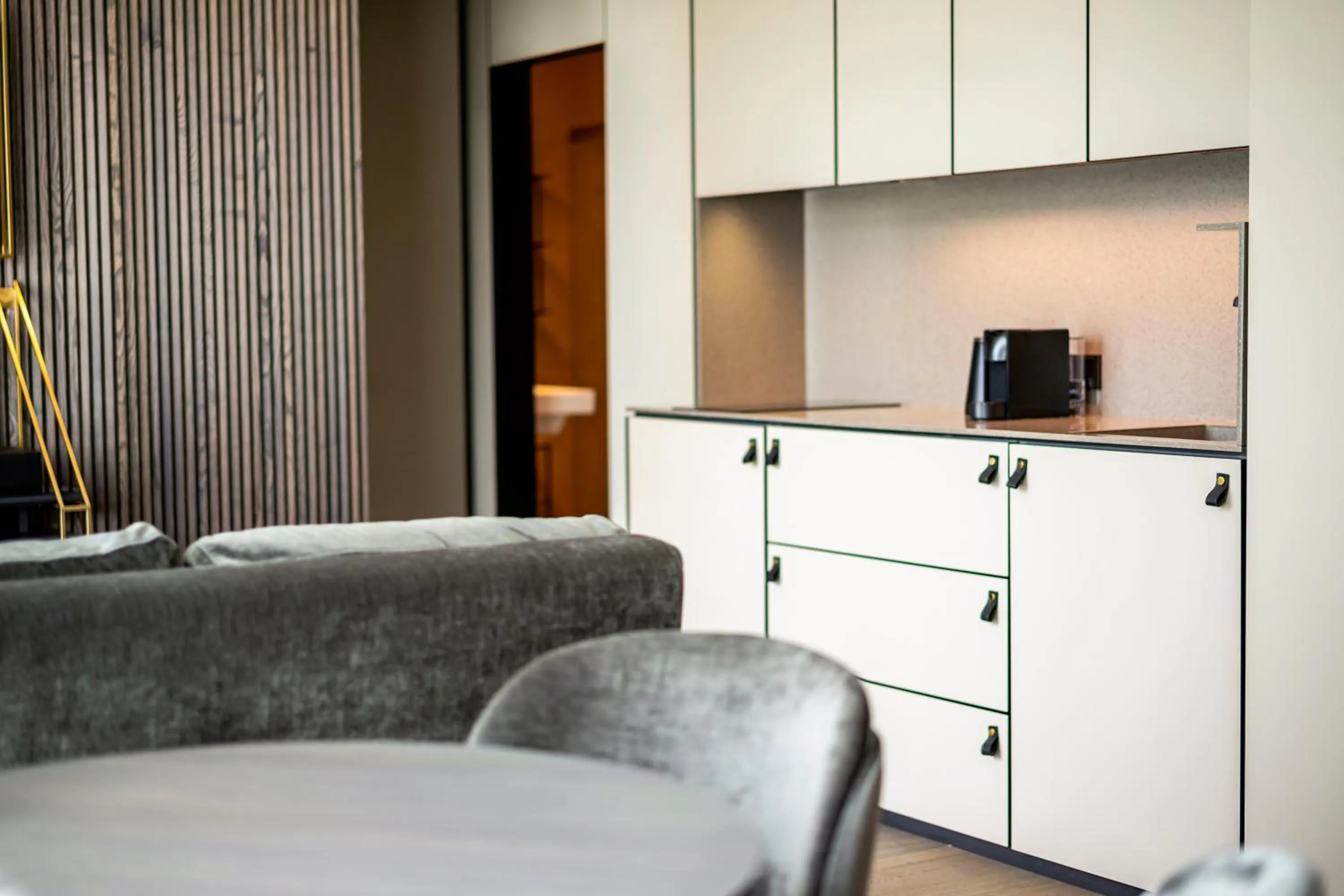 Kitchen or kitchenette in Amberton Green SPA Druskininkai