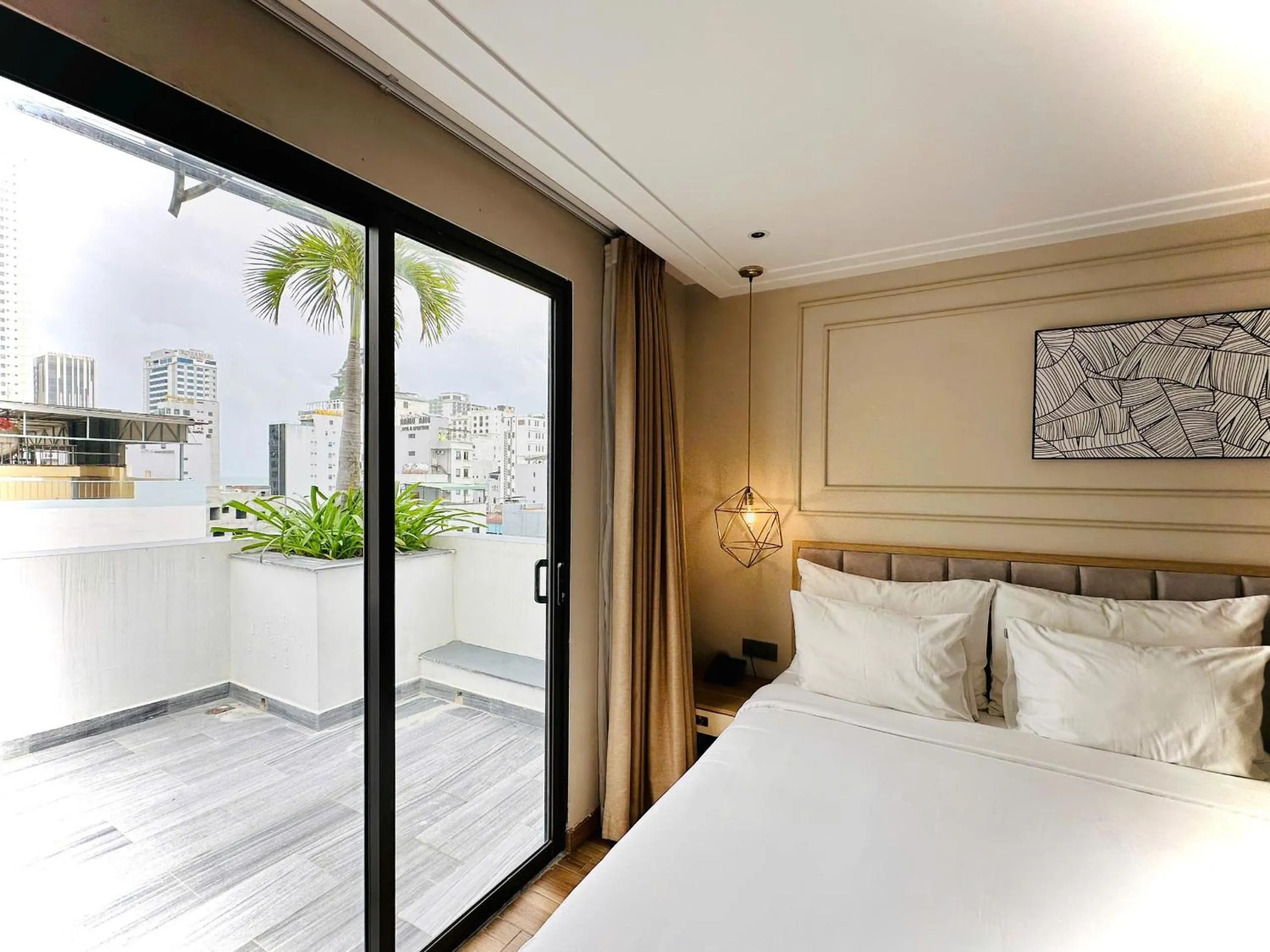 Balcony/Terrace, Bed in Adela Boutique Hotel - Infinity Pool