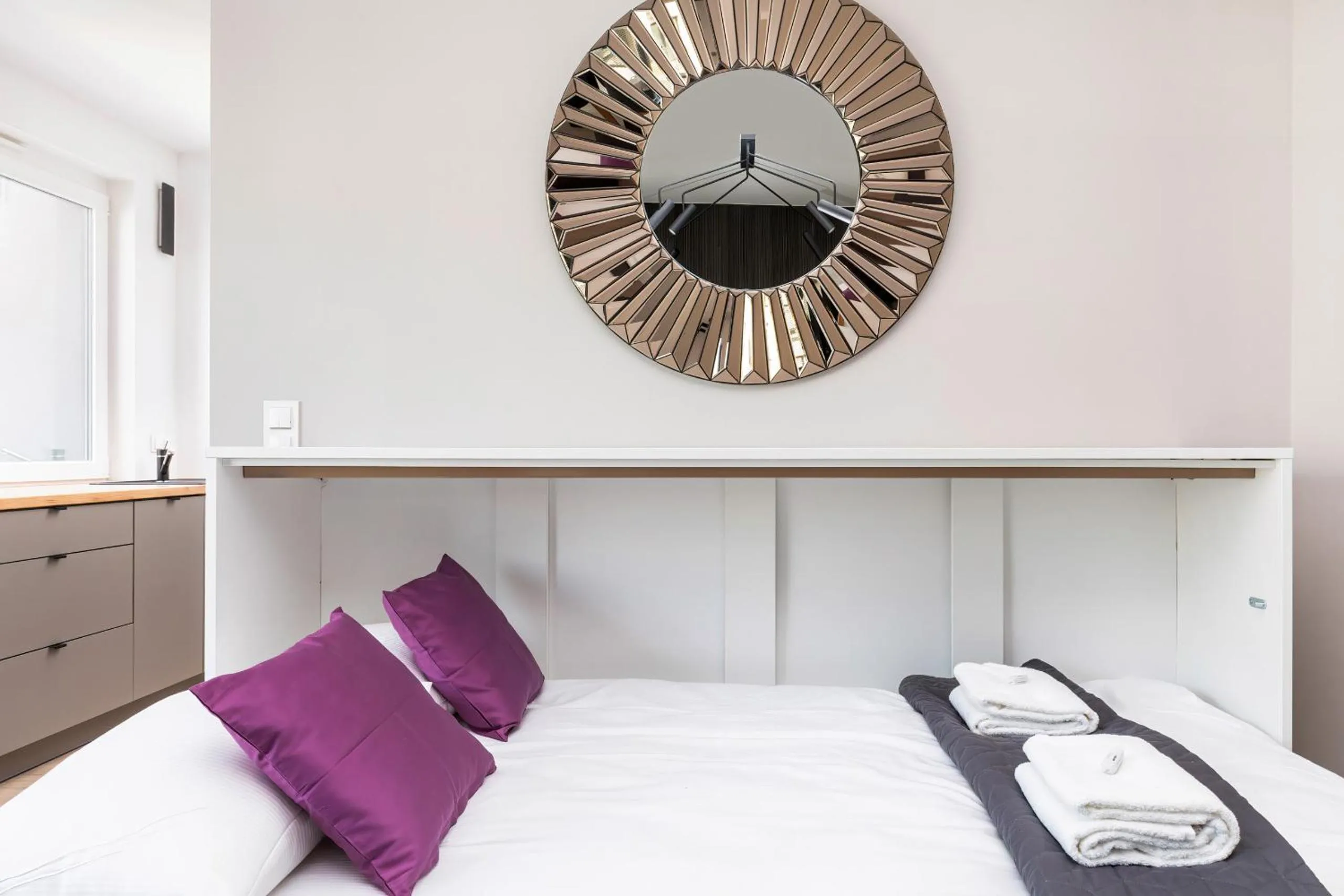 Living room, Bed in Modern City Center Apartments by Noclegi Renters
