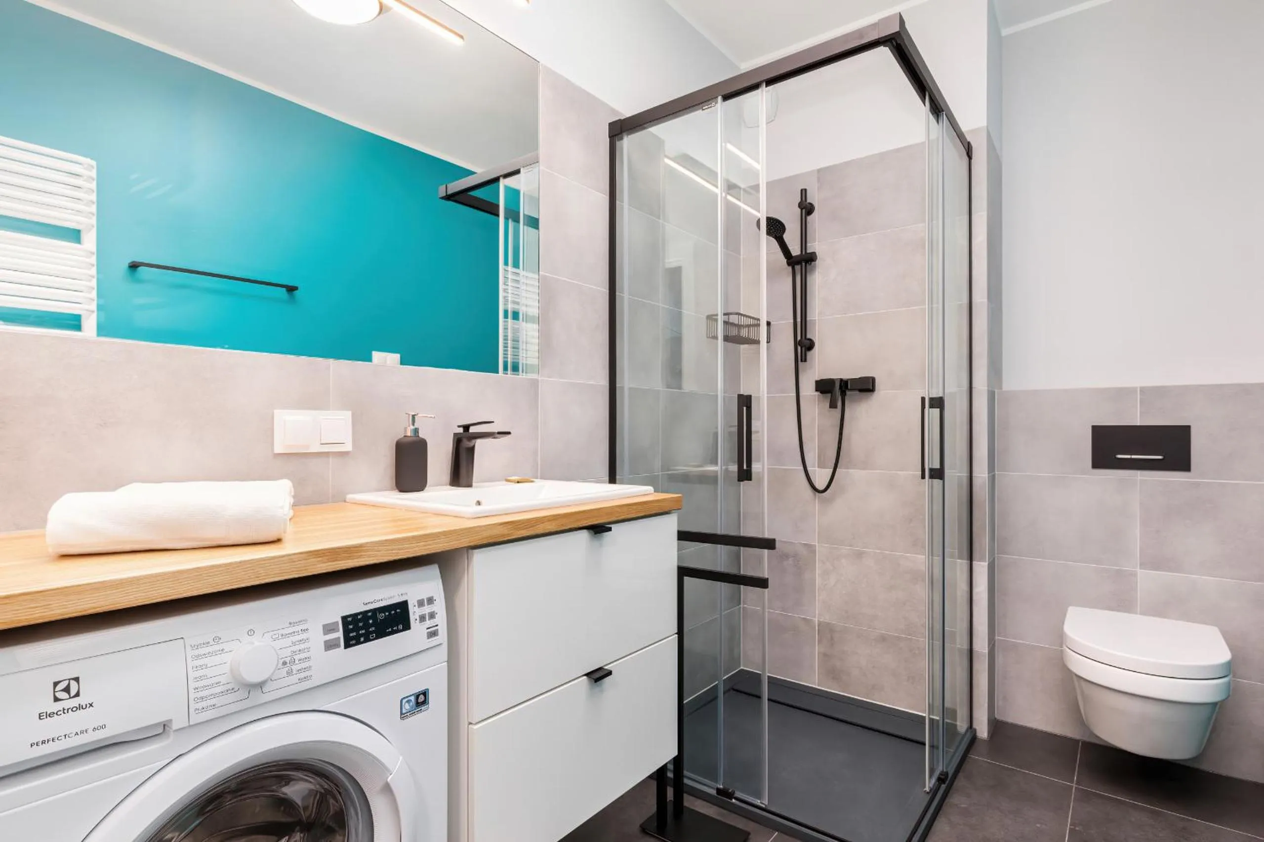 Bathroom in Modern City Center Apartments by Noclegi Renters