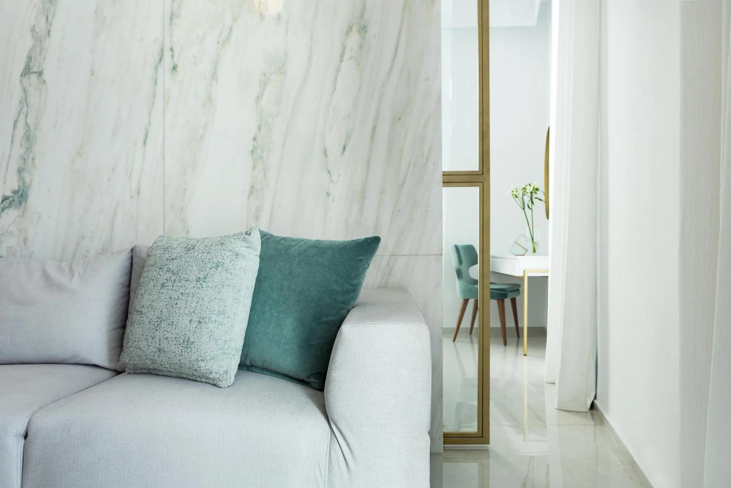 Seating area in Mirabile Luxury Suites