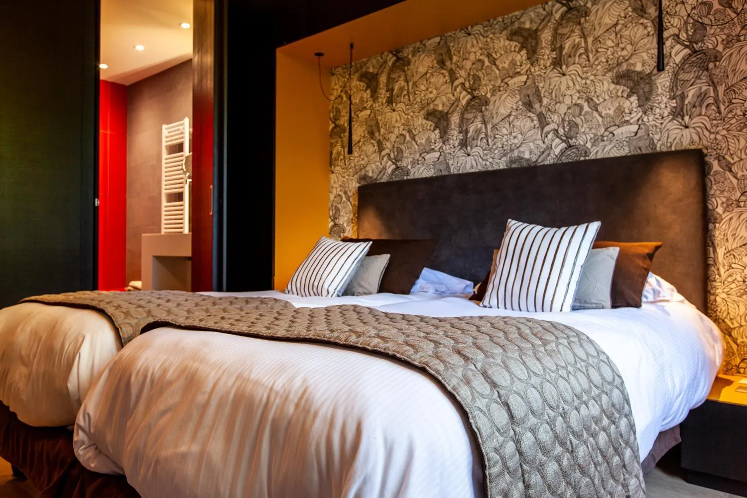 Bed in Logis Hotel Restaurant La Tour