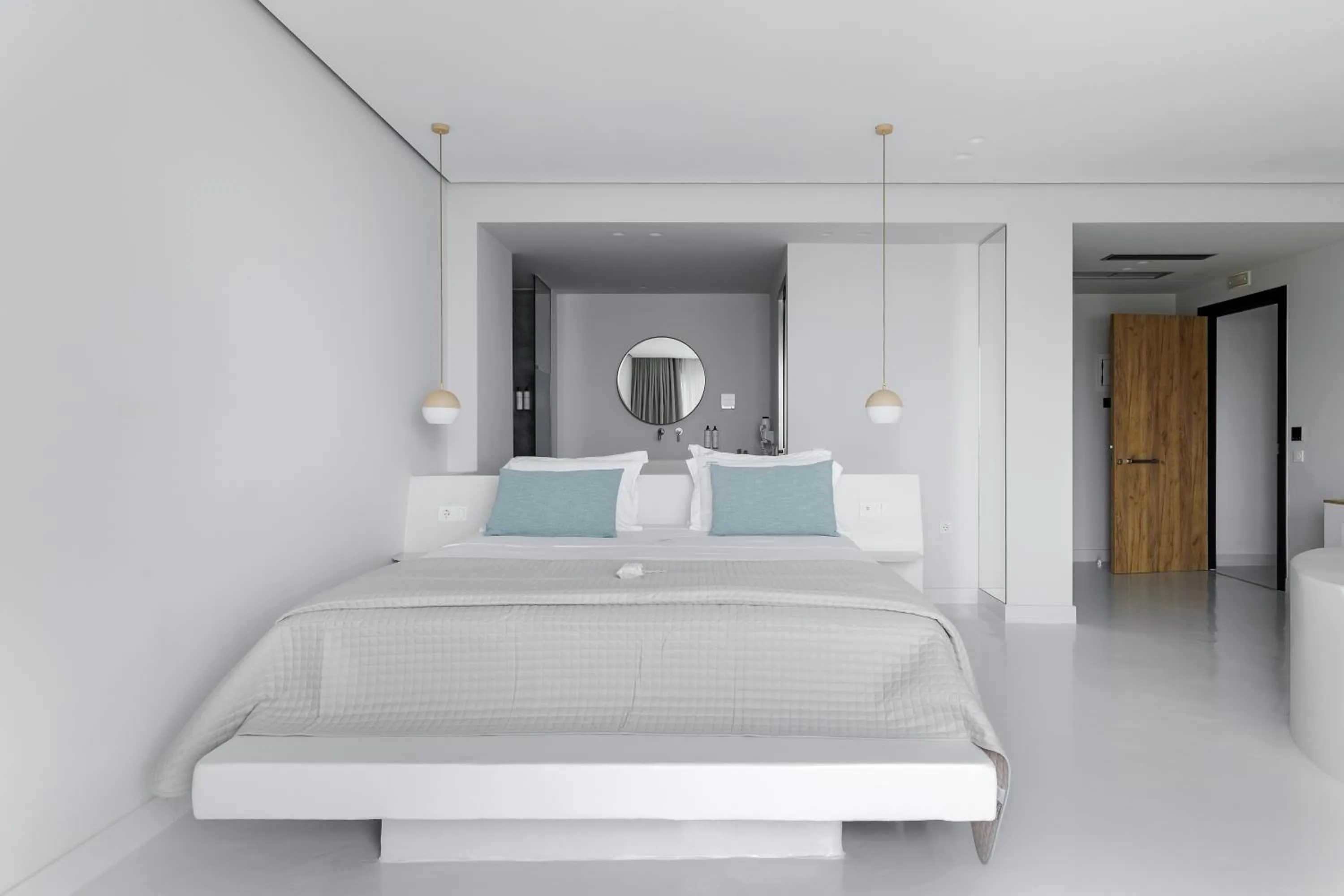 Bed in Infinity View Hotel Tinos