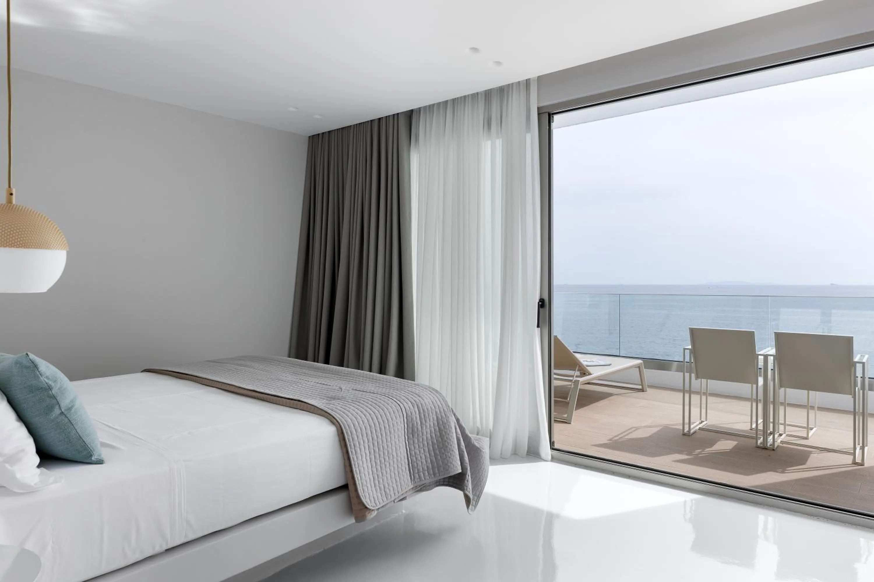 Bed in Infinity View Hotel Tinos