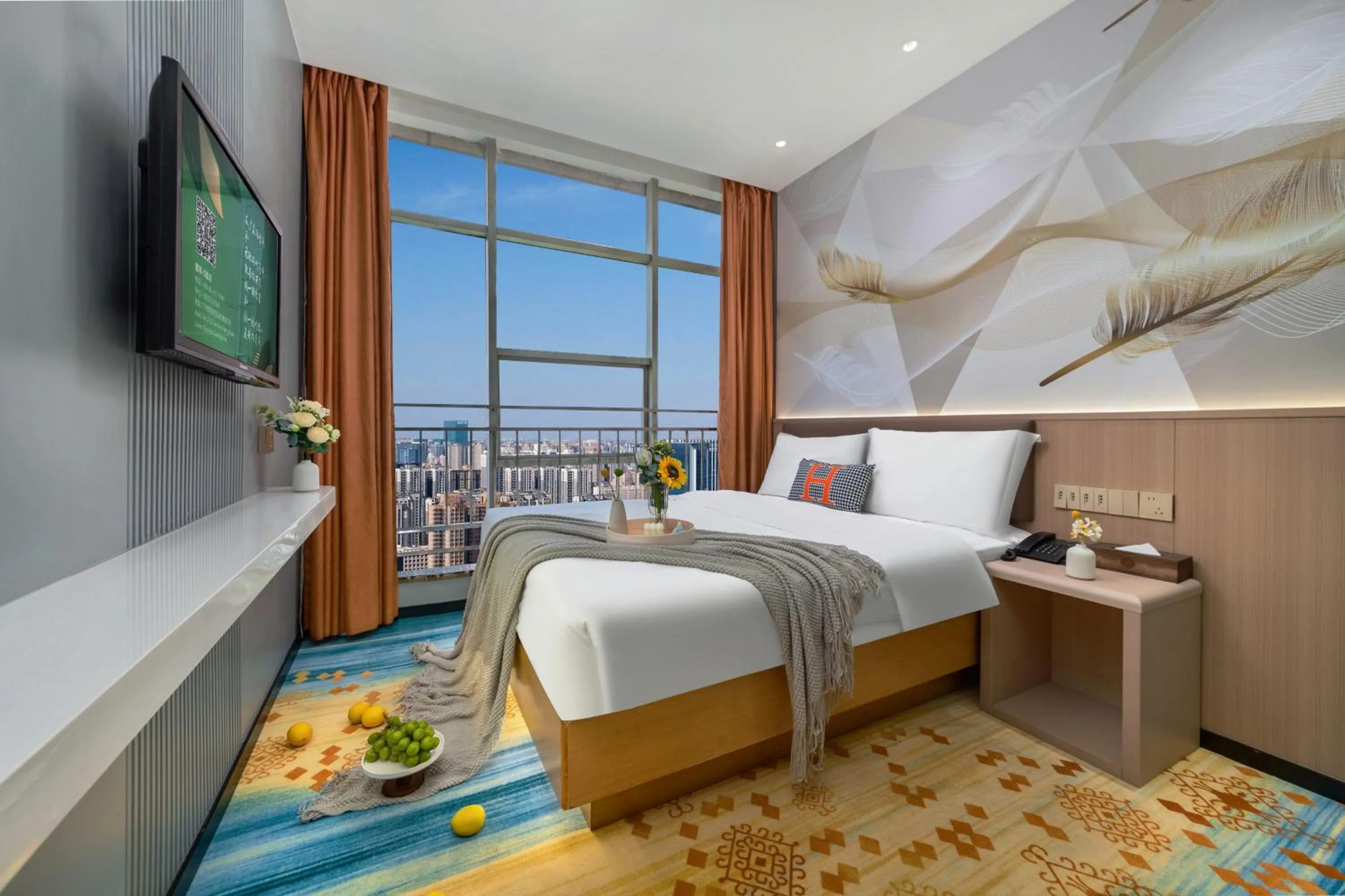 Photo of the whole room, Bed in Xinghe Yuezhi S Hotel to Guangzhou Yuexiu Park Railway Station Subway station