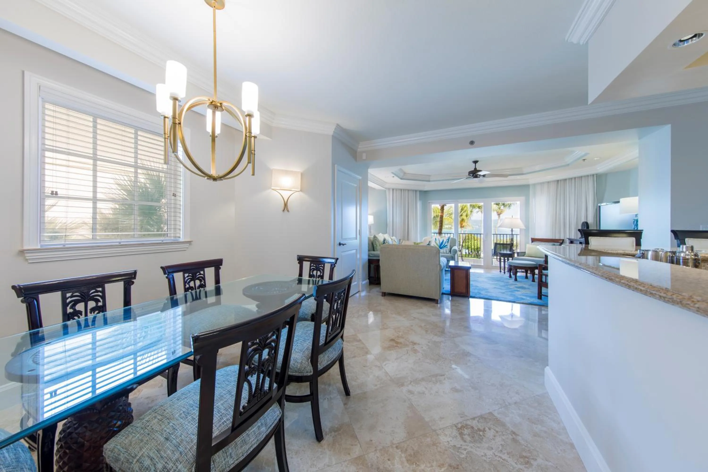 Living room in Great Bay Condominiums located at The Ritz-Carlton Club, St Thomas