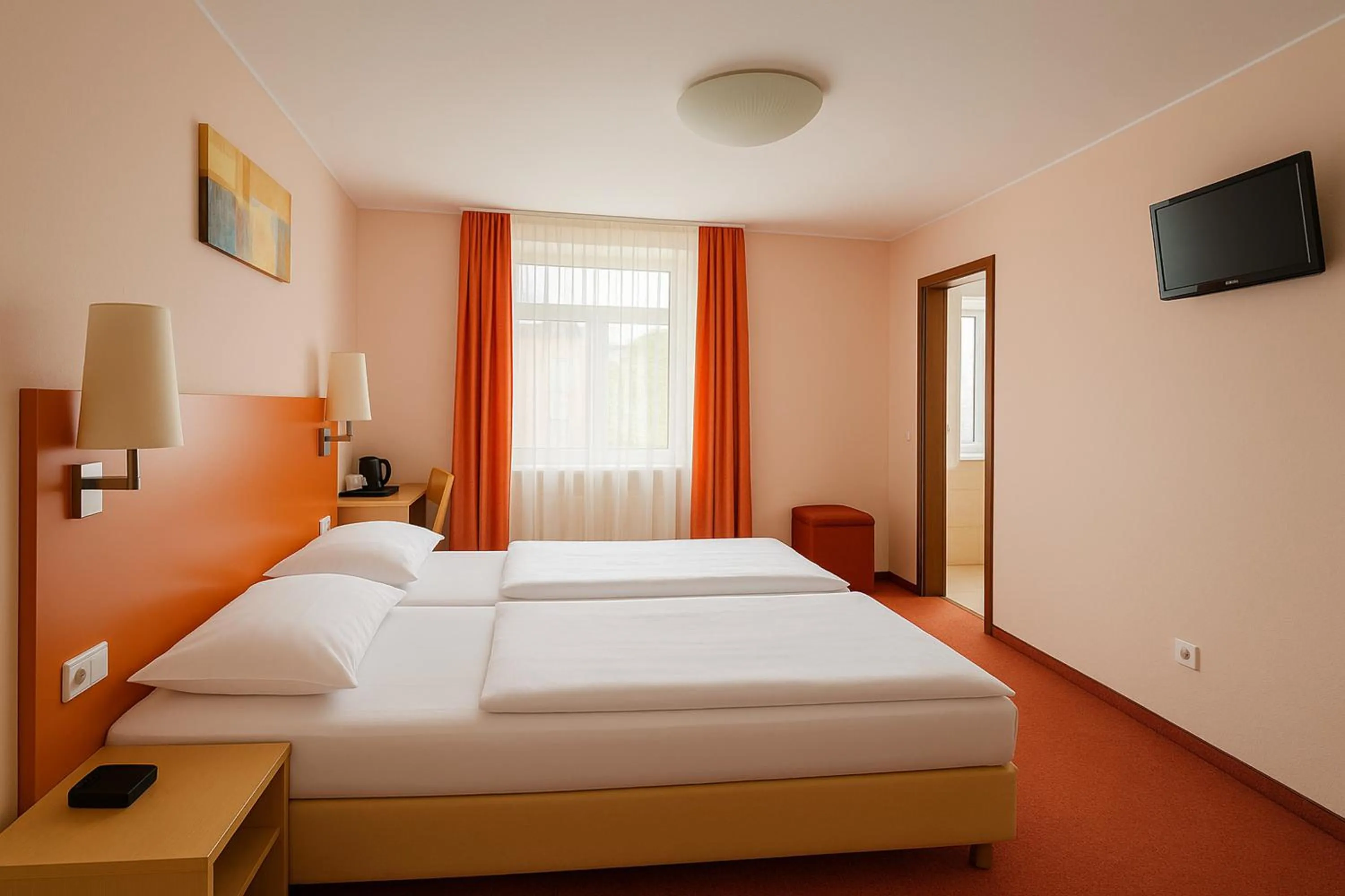 Photo of the whole room, Bed in Atomis Hotel Düsseldorf City