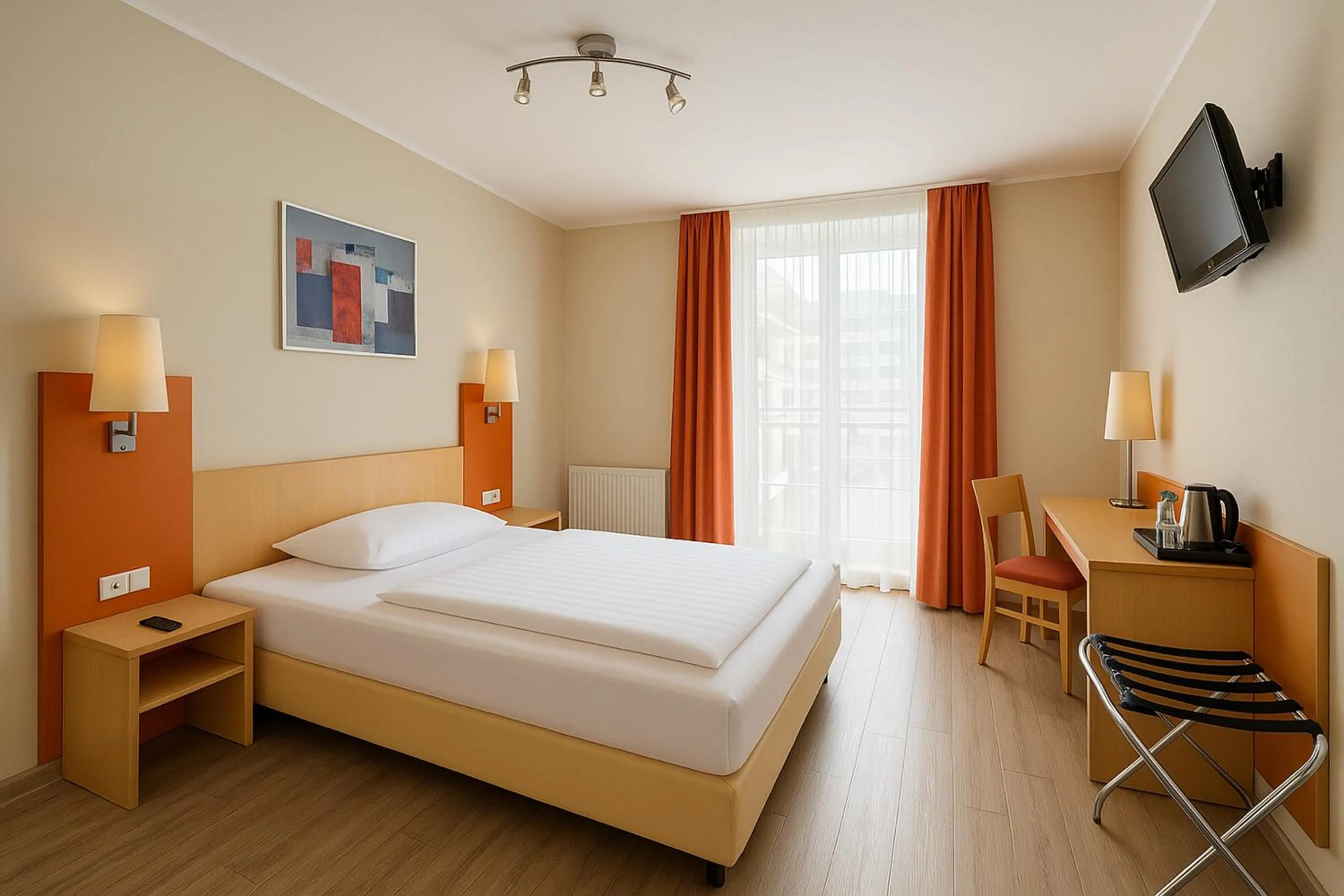 Photo of the whole room, Bed in Atomis Hotel Düsseldorf City