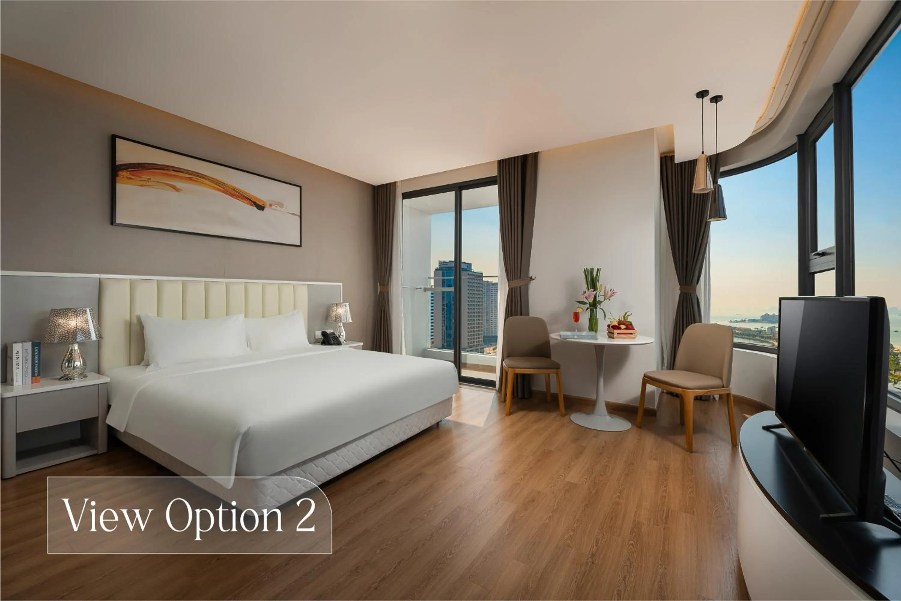 View (from property/room), Bed in DeLaSea Ha Long Hotel - Modern Bayview Escape