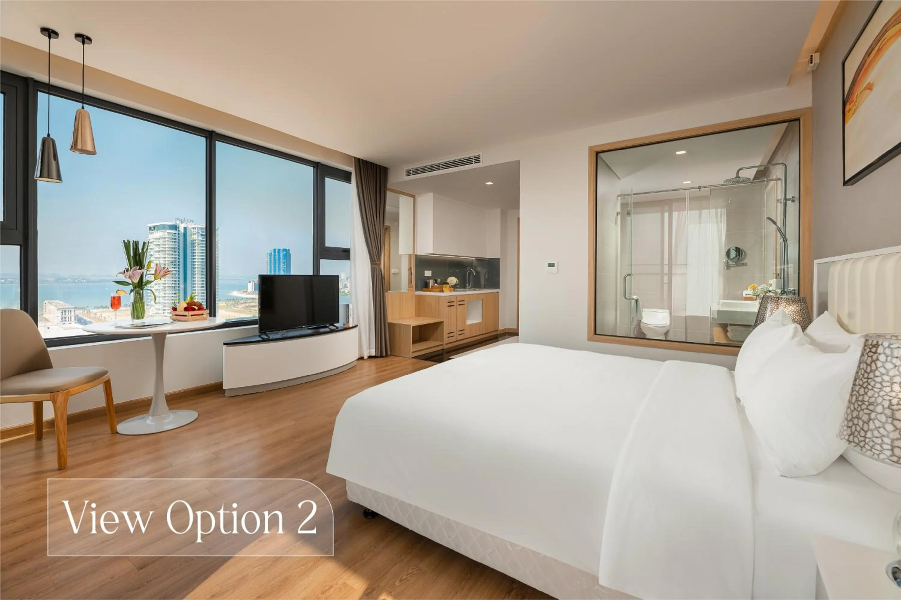View (from property/room), Bed in DeLaSea Ha Long Hotel - Modern Bayview Escape