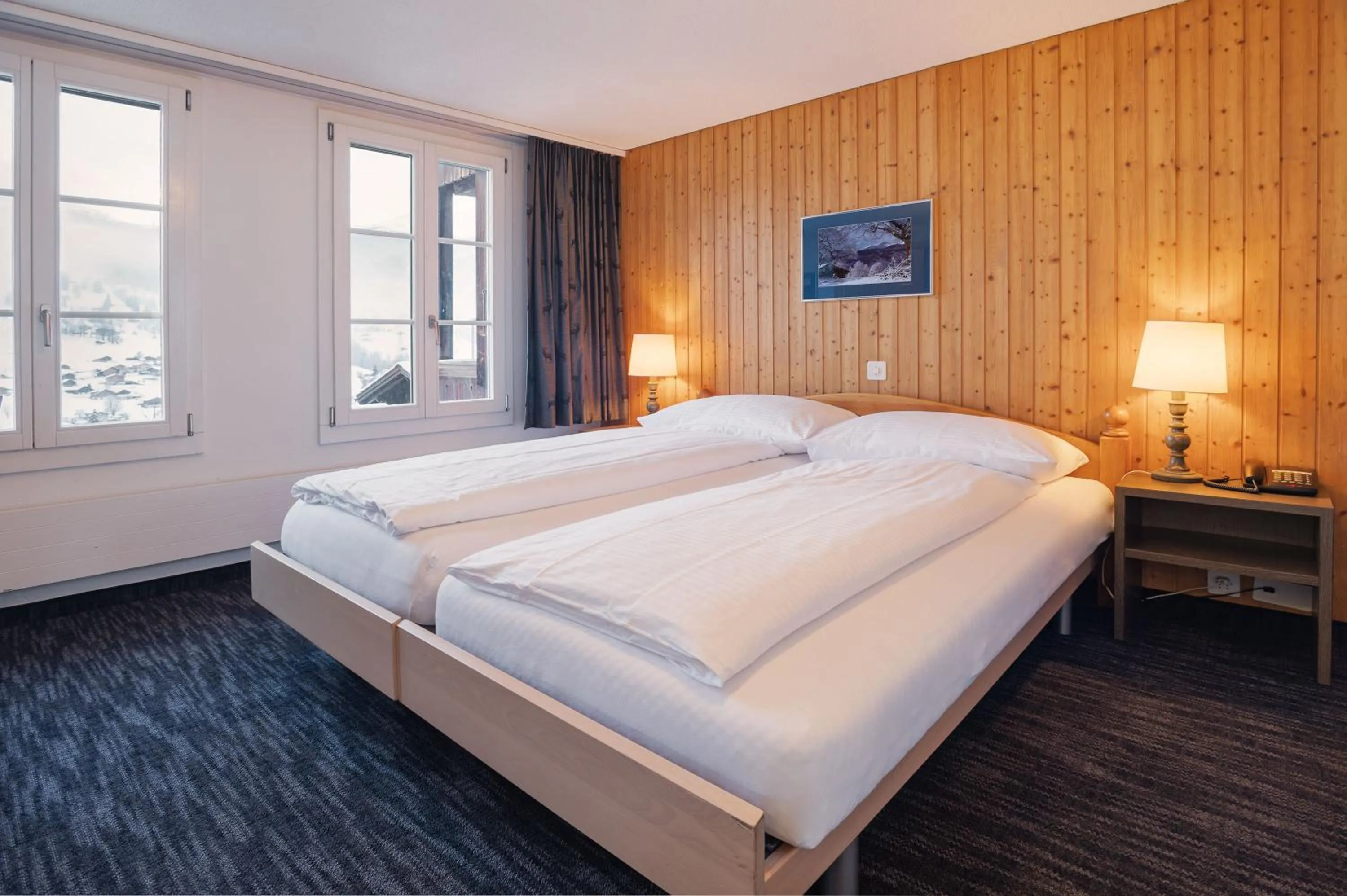 Bedroom, Bed in Jungfrau Lodge, Swiss Mountain Hotel
