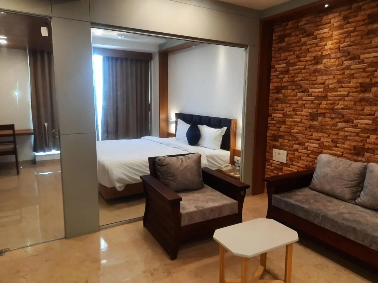 Seating area, Bed in VITS The Somnath Gateway