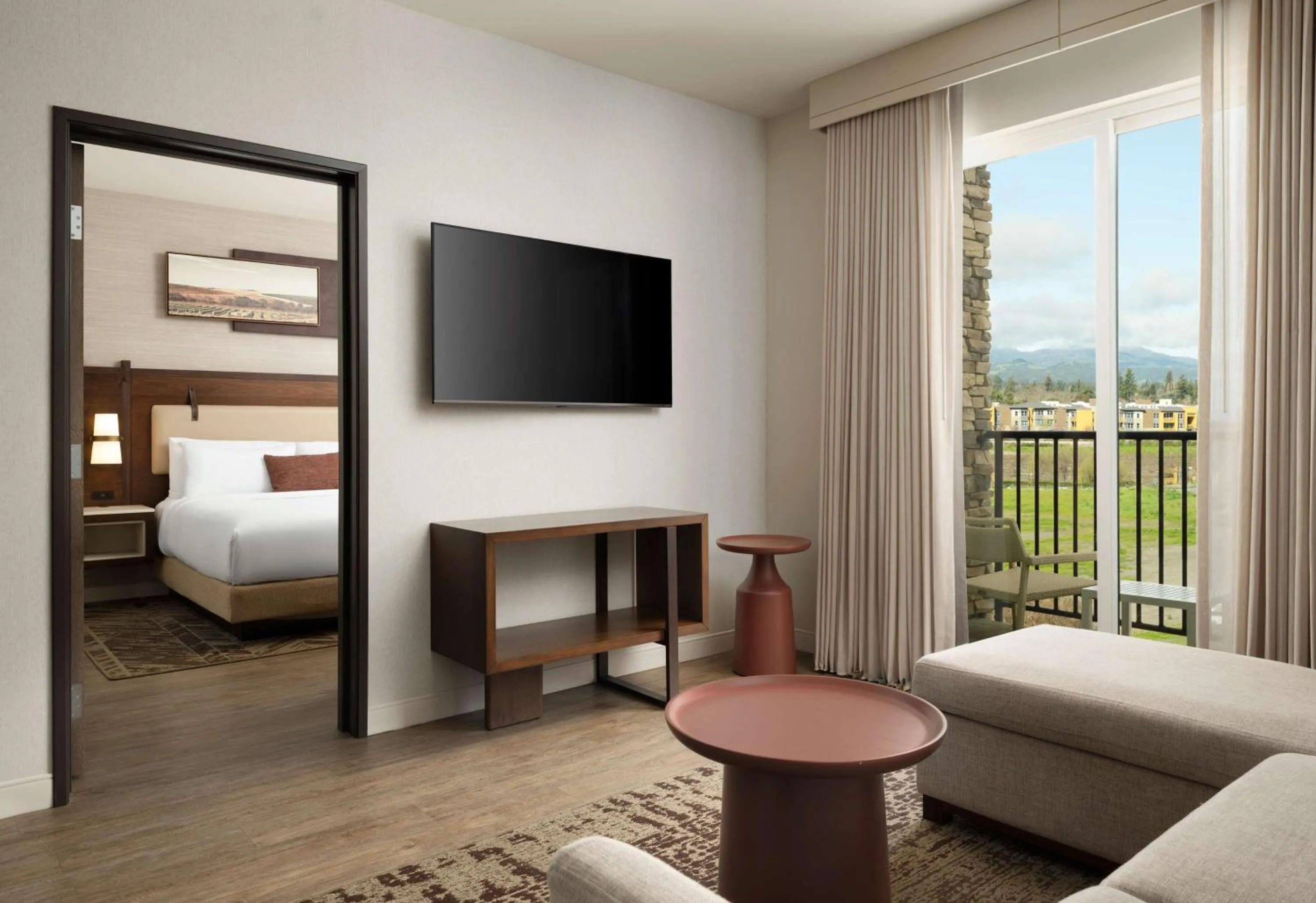 Balcony/Terrace, Bed in The Knoll Hotel Napa Valley, Tapestry Collection by Hilton