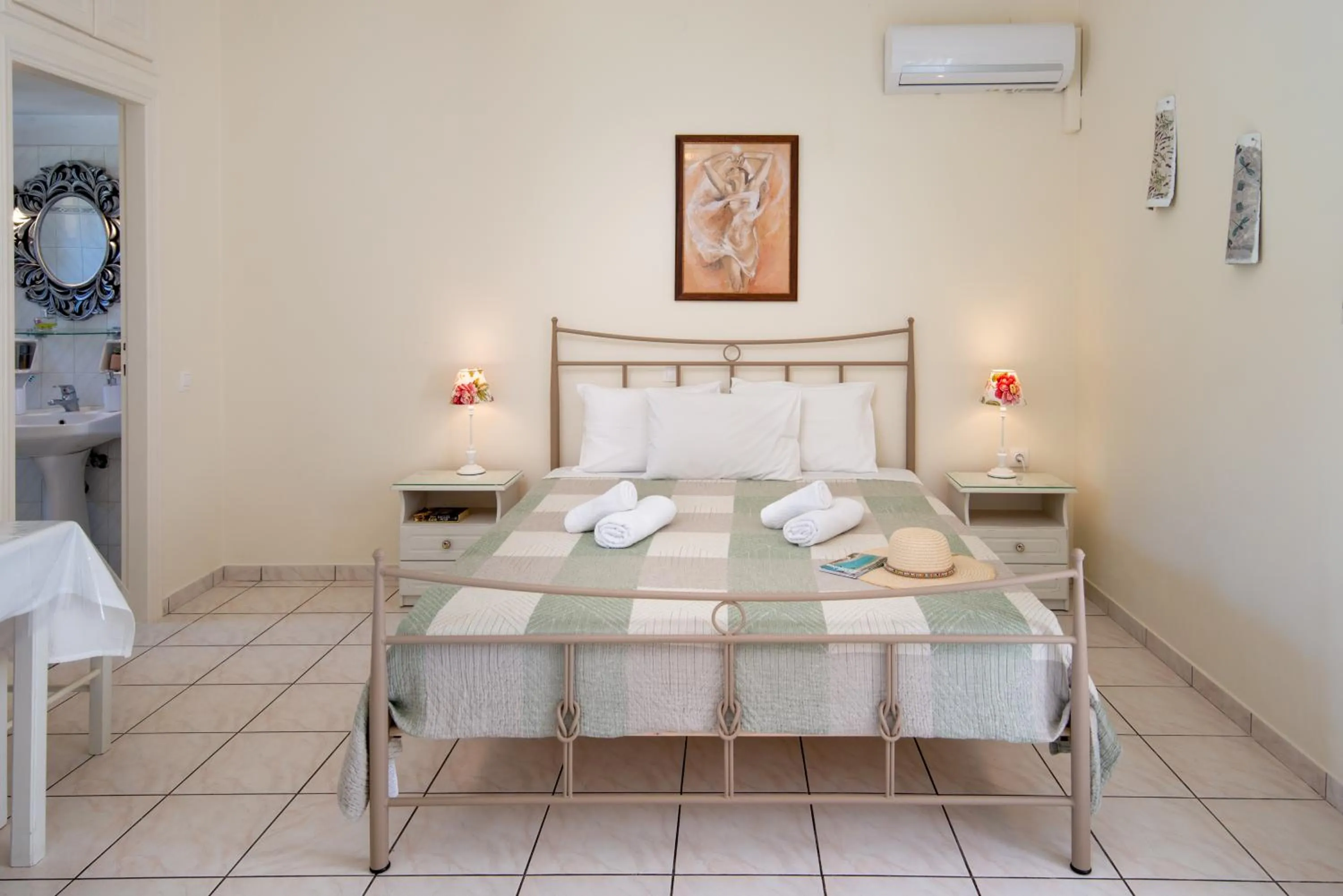 Bed in LIvadi Studios with Pool